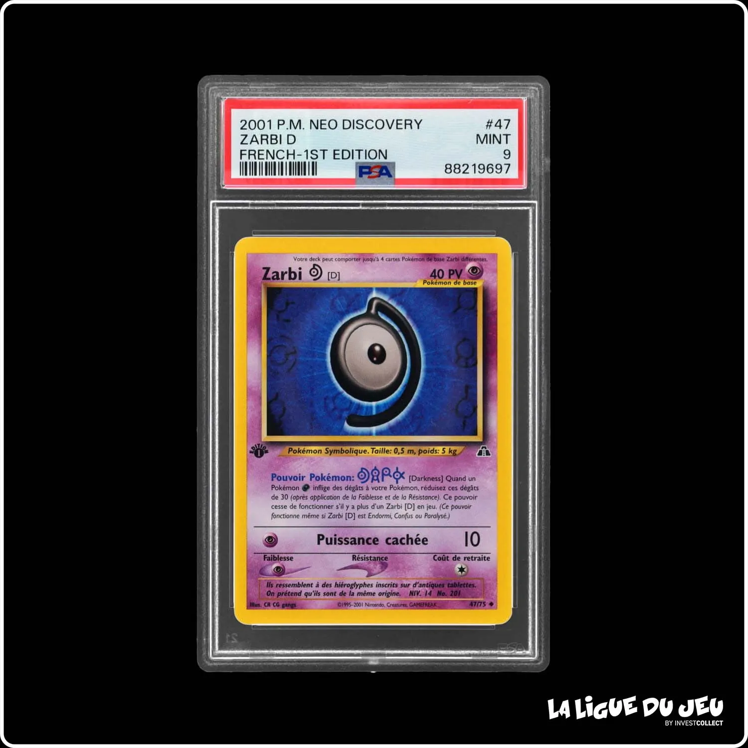 Peu Commune - Pokemon - Neo Discovery - Zarbi D - 47/75 - 1er édition - PSA 9 - Français