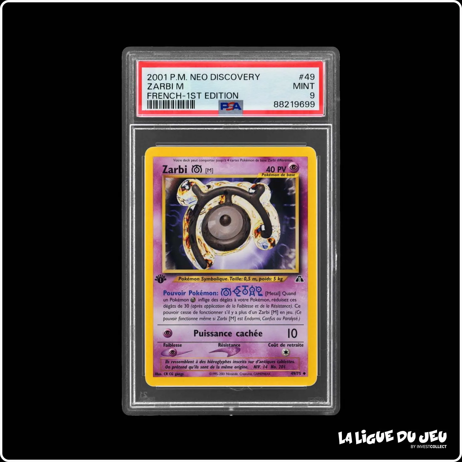 Peu Commune - Pokemon - Neo Discovery - Zarbi M - 49/75 - 1er édition - PSA 9 - Français