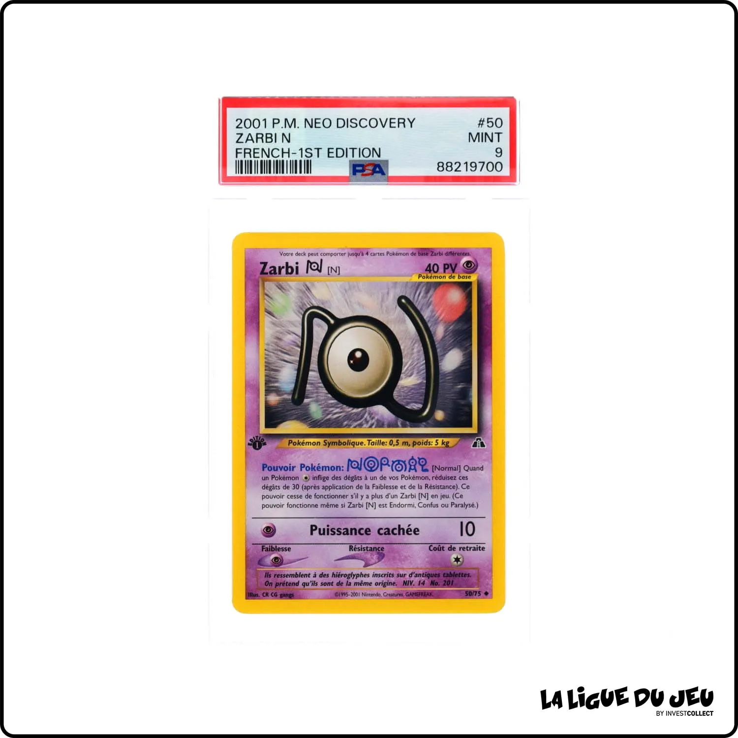 Peu Commune - Pokemon - Neo Discovery - Zarbi N - 50/75 - 1er édition - PSA 9 - Français