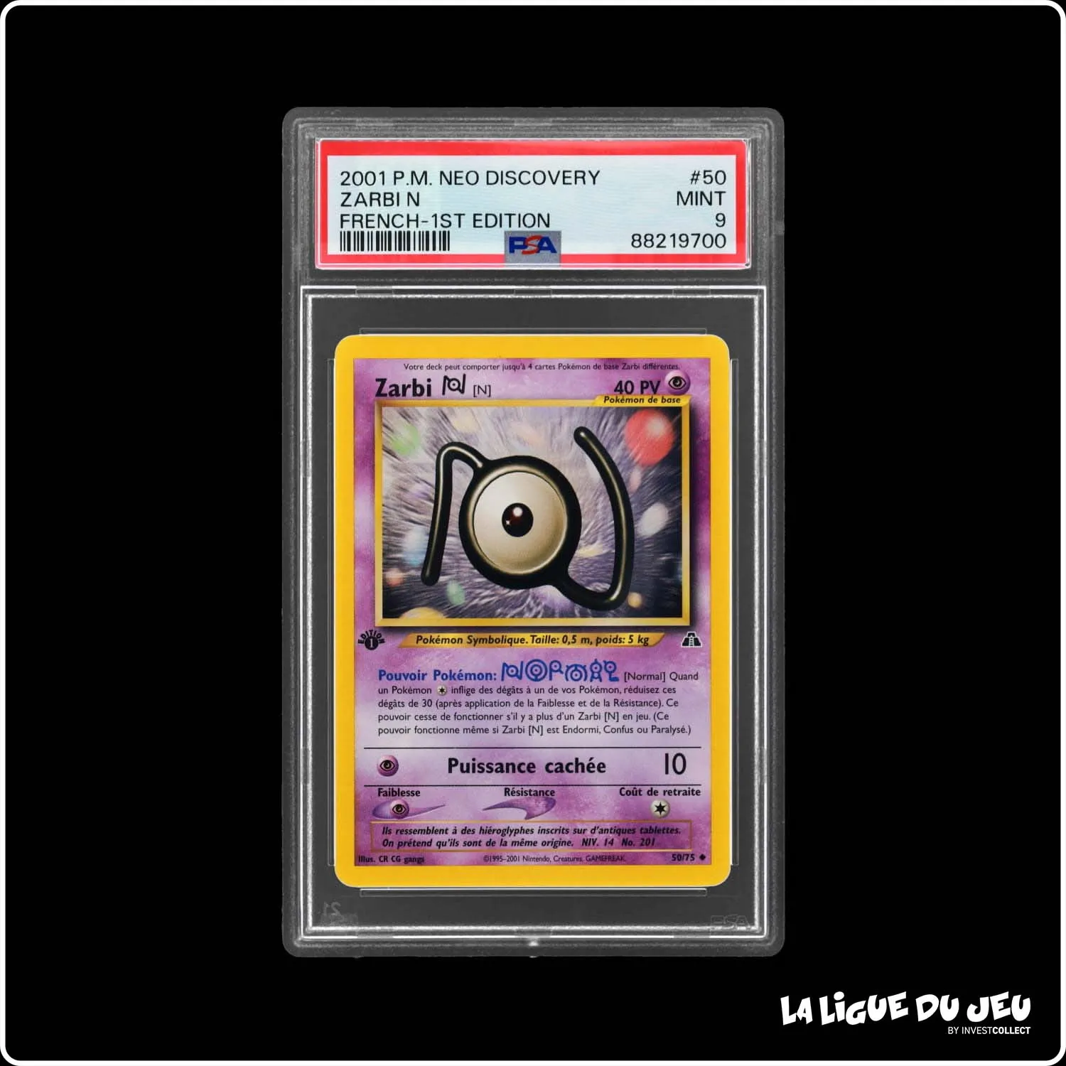 Peu Commune - Pokemon - Neo Discovery - Zarbi N - 50/75 - 1er édition - PSA 9 - Français