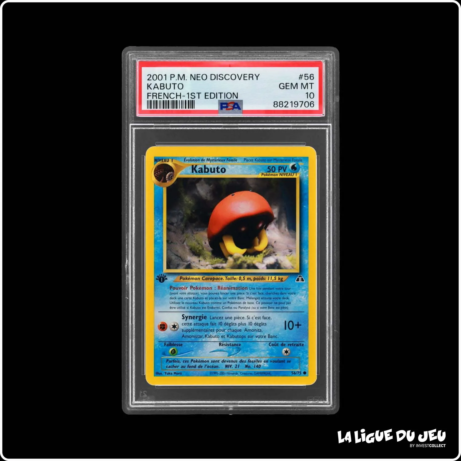 Commune - Pokemon - Neo Discovery - Kabuto - 56/75 - 1er édition - PSA 10 - Français