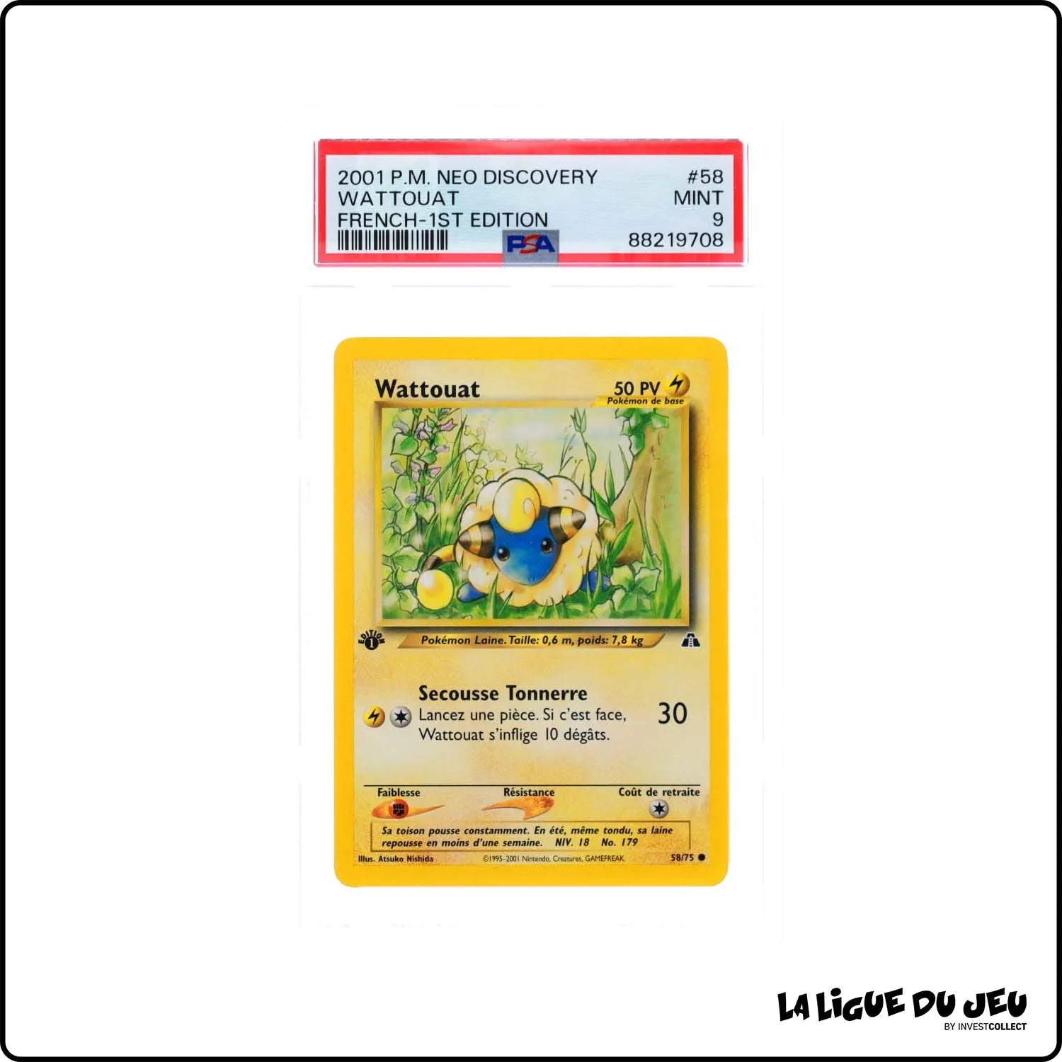 Commune - Pokemon - Neo Discovery - Wattouat - 58/75 - 1er édition - PSA 9 - Français