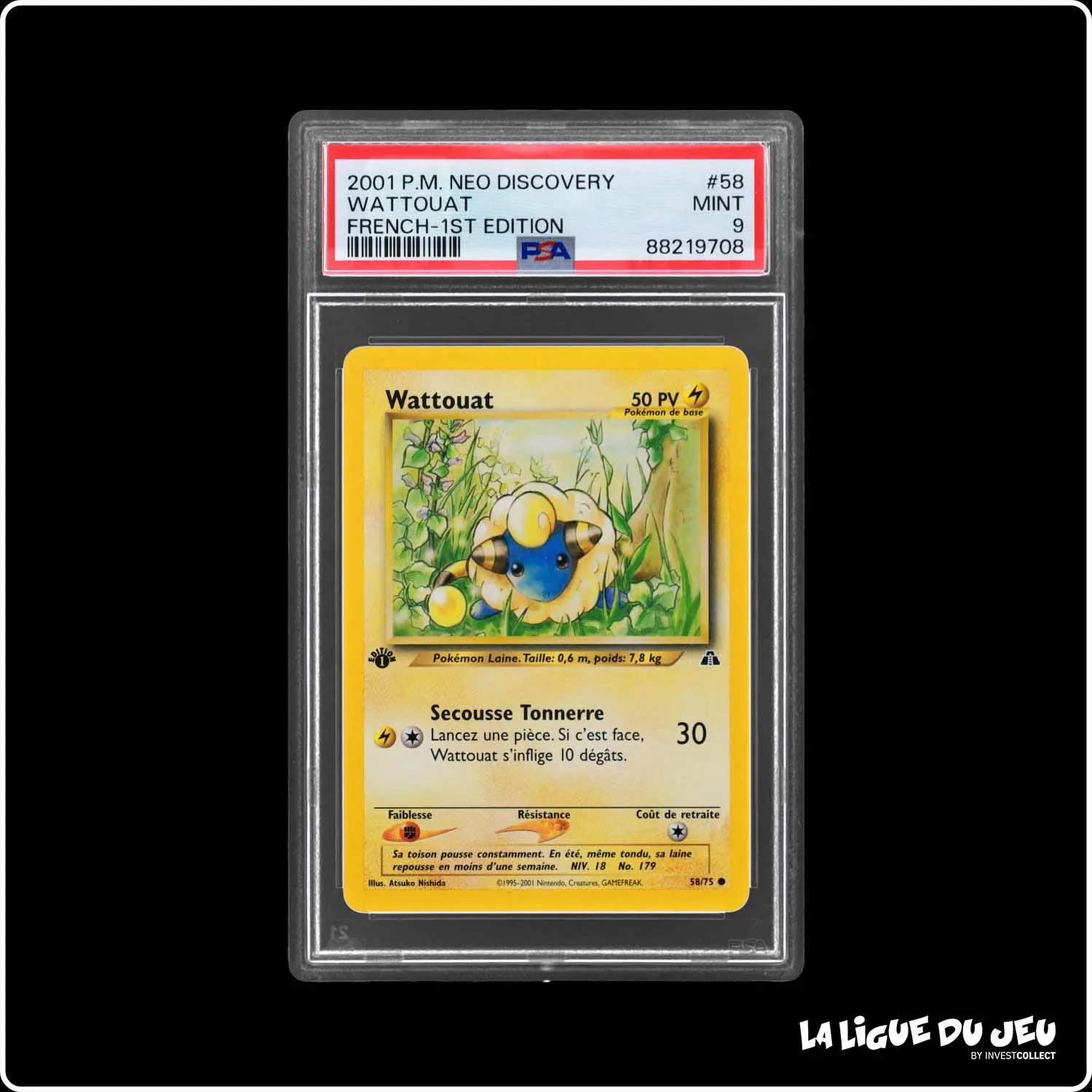 Commune - Pokemon - Neo Discovery - Wattouat - 58/75 - 1er édition - PSA 9 - Français