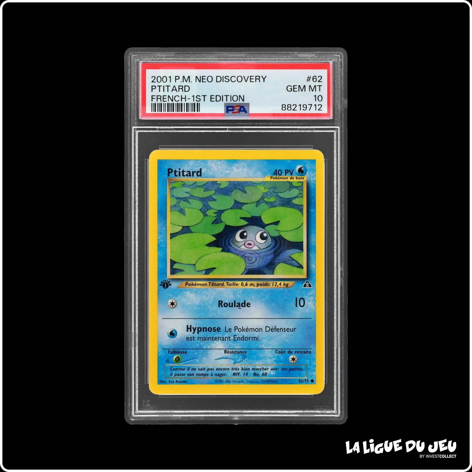 Commune - Pokemon - Neo Discovery - Ptitard - 62/75 - 1er édition - PSA 10 - Français