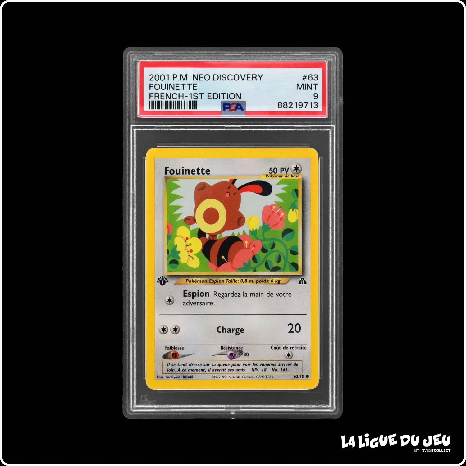 Commune - Pokemon - Neo Discovery - Fouinette - 63/75 - 1er édition - PSA 9 - Français