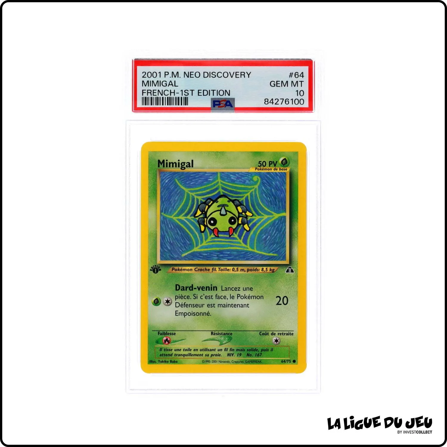 Commune - Pokemon - Neo Discovery - Mimigal - 64/75 - 1er édition - PSA 10 - Français