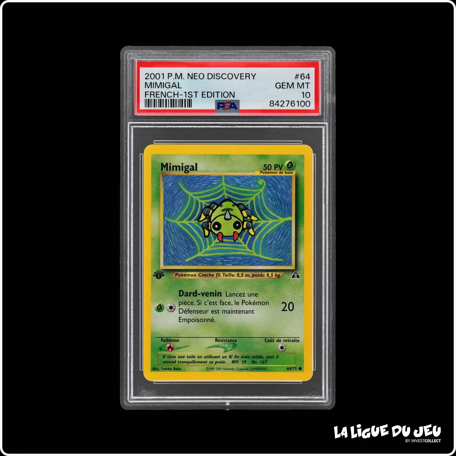 Commune - Pokemon - Neo Discovery - Mimigal - 64/75 - 1er édition - PSA 10 - Français