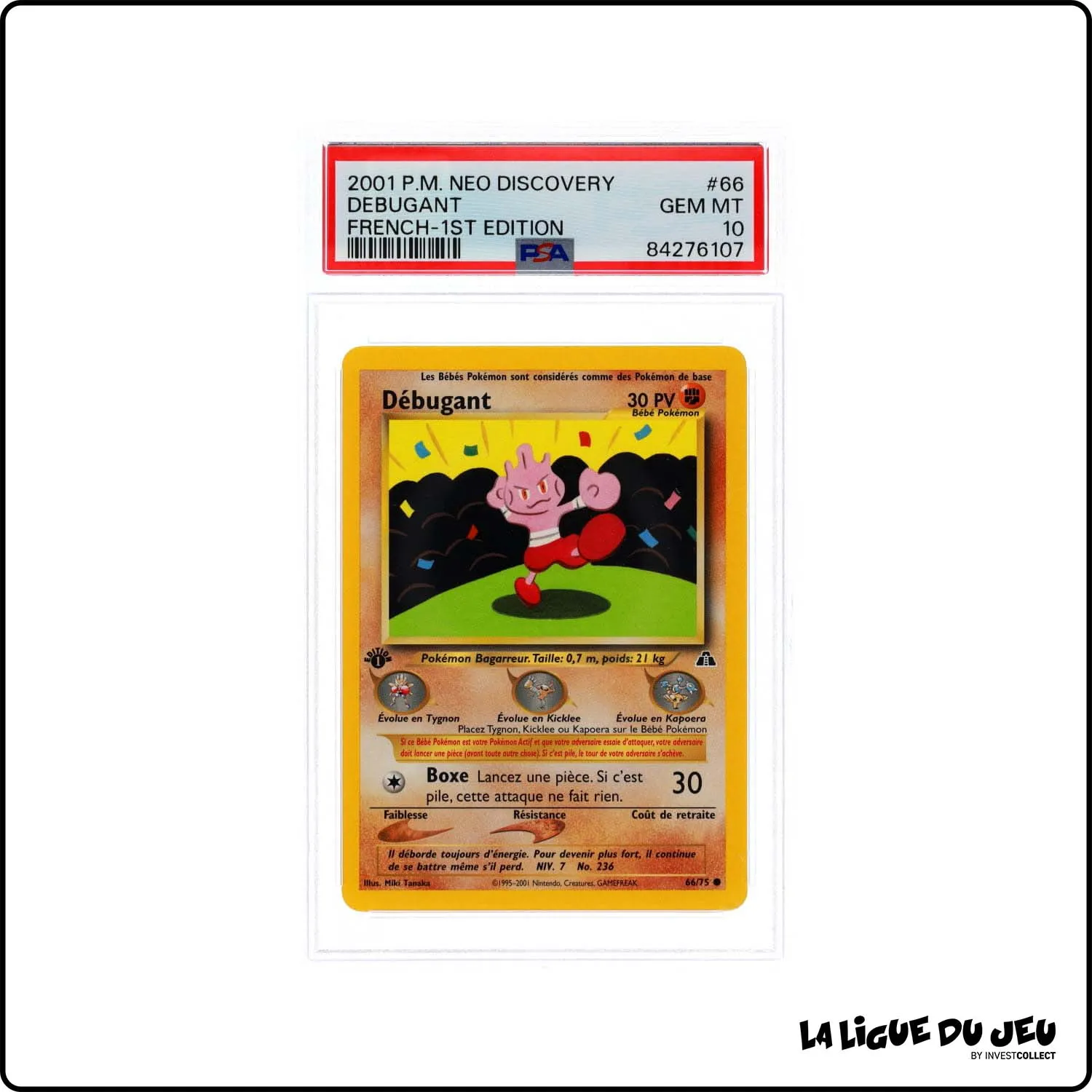 Commune - Pokemon - Neo Discovery - Débugant - 66/75 - 1er édition - PSA 10 - Français