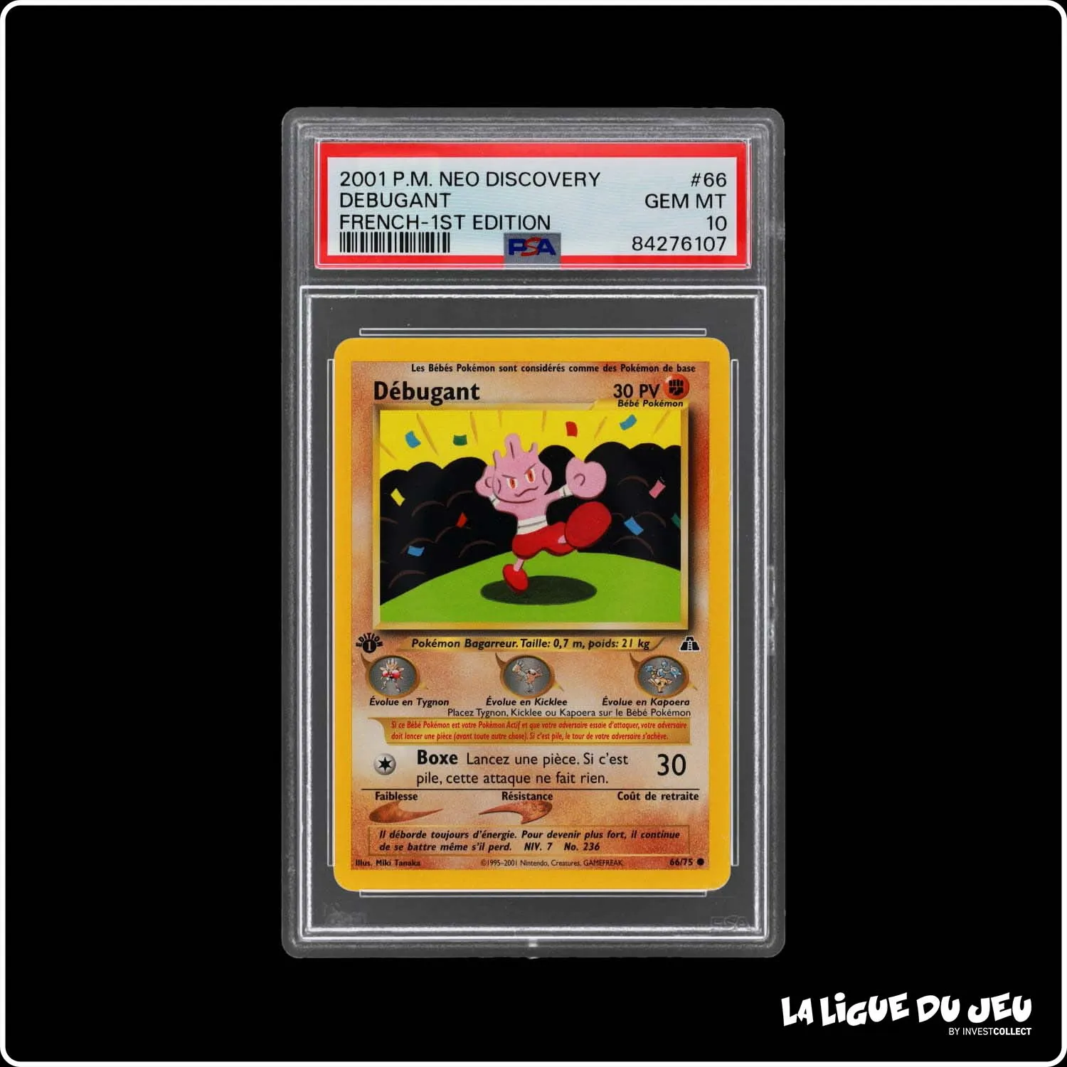 Commune - Pokemon - Neo Discovery - Débugant - 66/75 - 1er édition - PSA 10 - Français