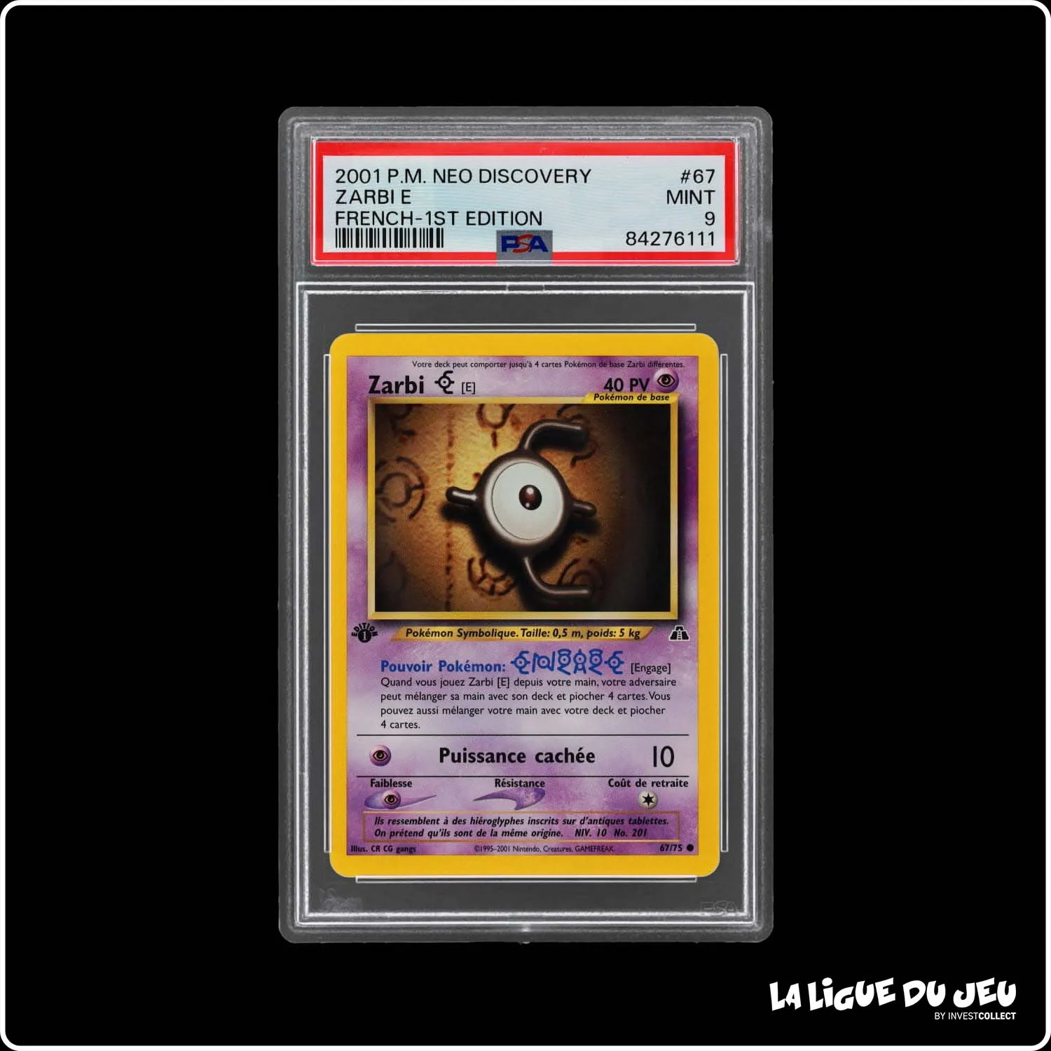 Commune - Pokemon - Neo Discovery - Zarbi E - 67/75 - 1er édition - PSA 9 - Français