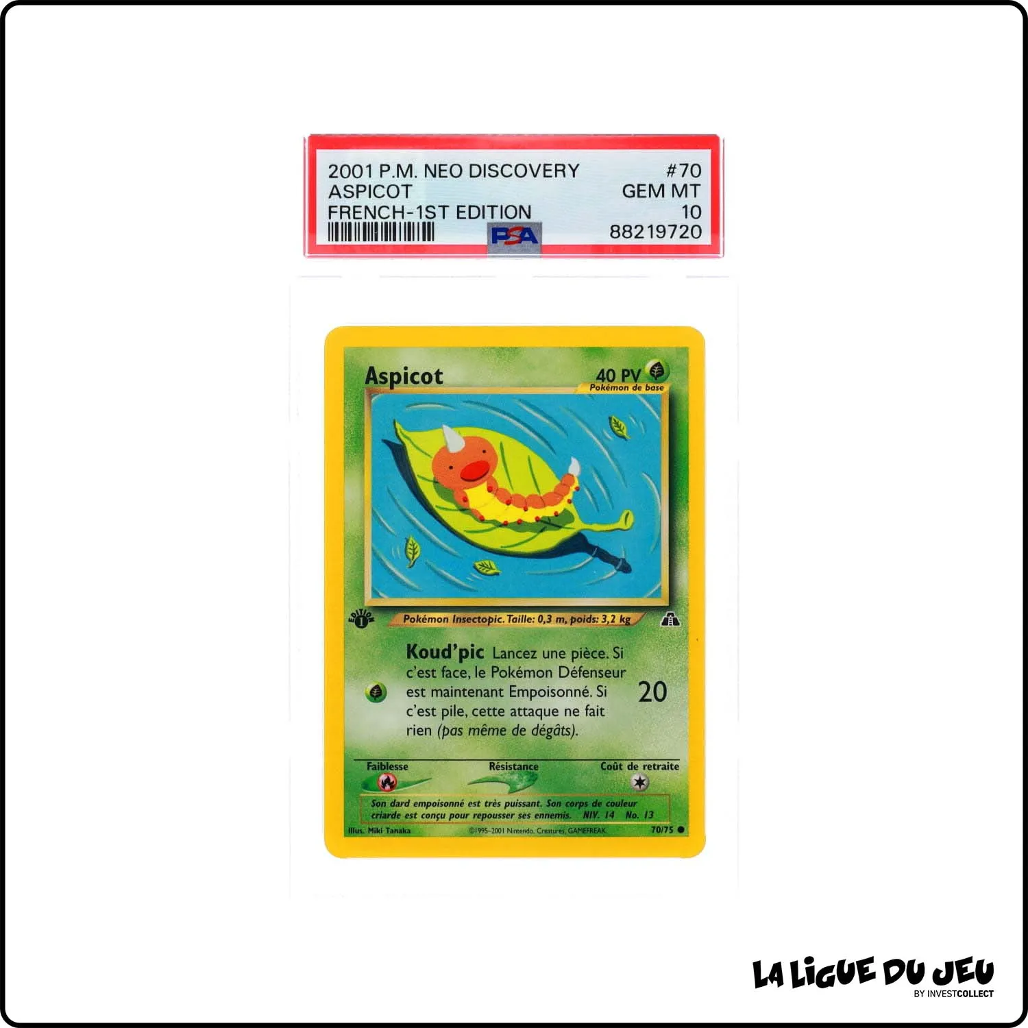 Commune - Pokemon - Neo Discovery - Aspicot - 70/75 - 1er édition - PSA 10 - Français