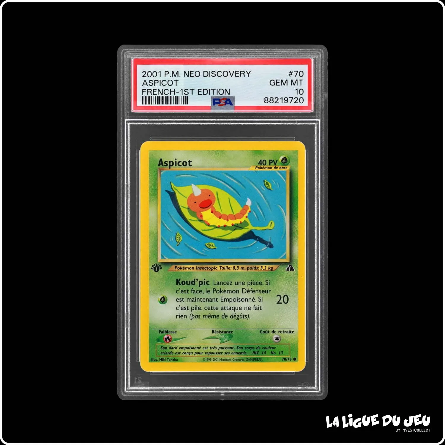 Commune - Pokemon - Neo Discovery - Aspicot - 70/75 - 1er édition - PSA 10 - Français