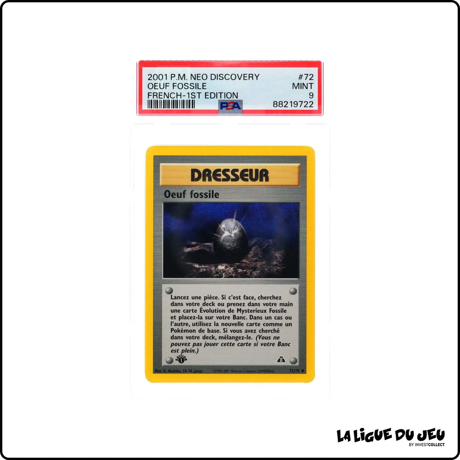 Peu Commune - Pokemon - Neo Discovery - Œuf Fossile - 72/75 - 1er édition - PSA 9 - Français