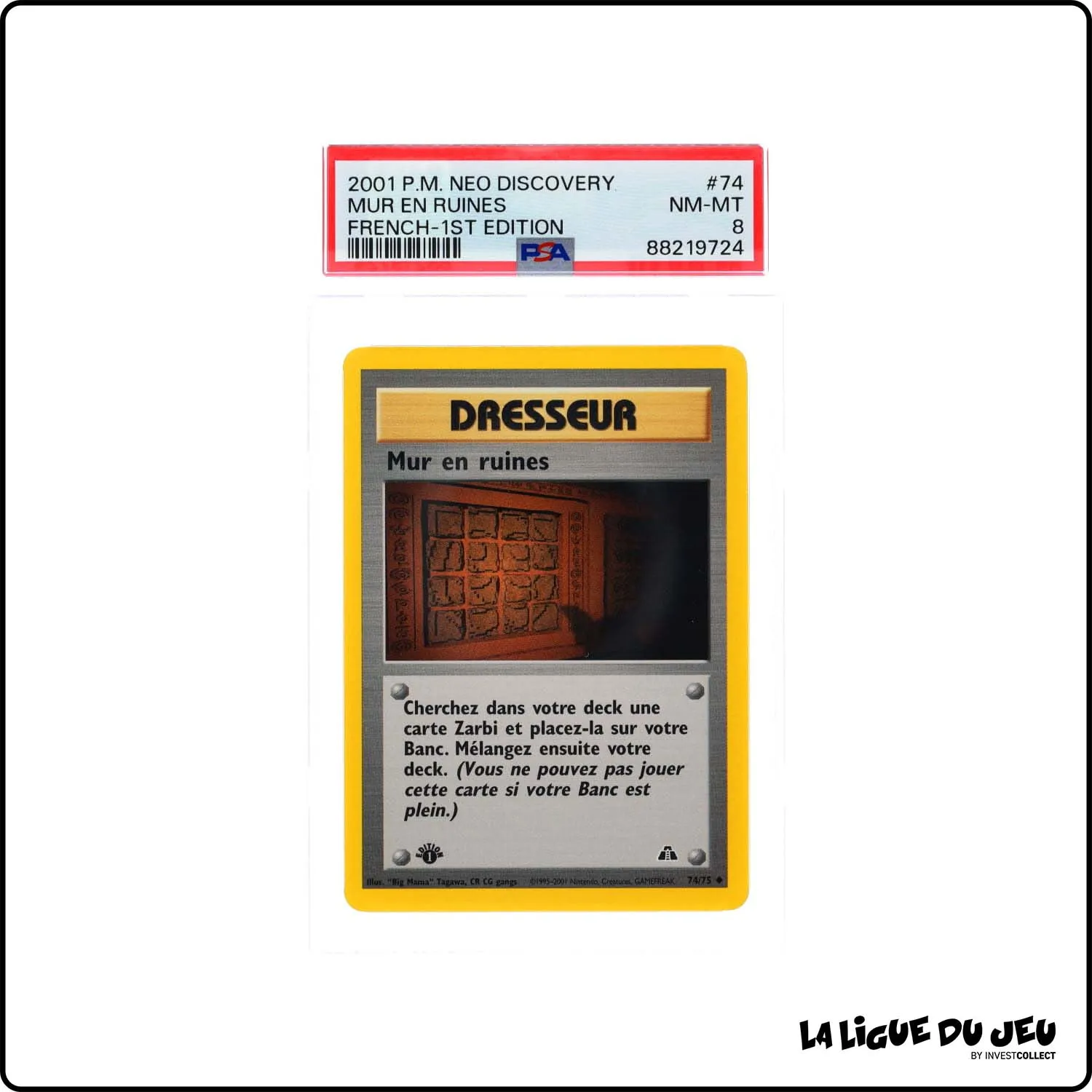 Peu Commune - Pokemon - Neo Discovery - Mur en Ruines - 74/75 - 1er édition - PSA 8 - Français