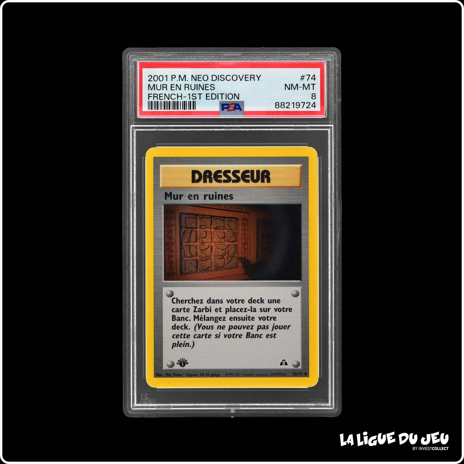 Peu Commune - Pokemon - Neo Discovery - Mur en Ruines - 74/75 - 1er édition - PSA 8 - Français