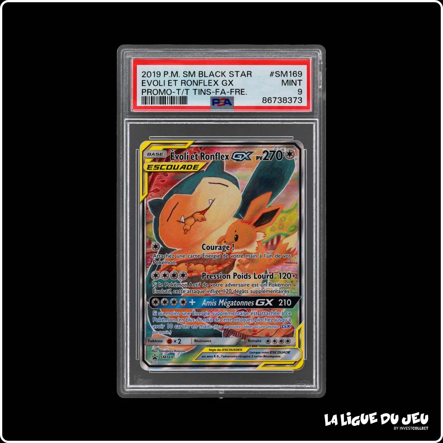 Promo - Pokemon - Soleil et Lune Promo - Évoli et Ronflex GX - SM169 - PSA 9 - Français