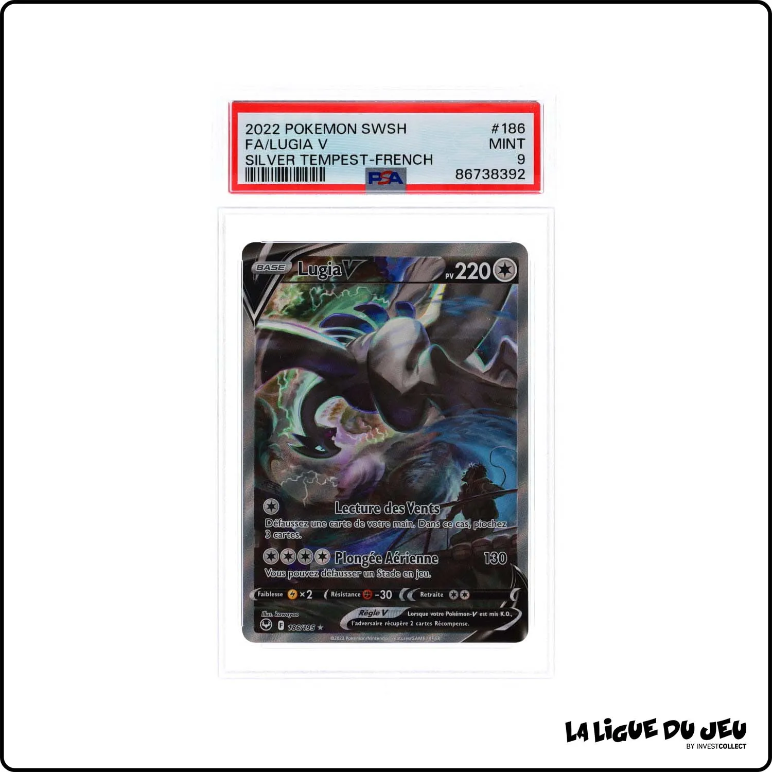 Ultra - Pokemon - Tempête Argentée - Lugia V - 186/195 - PSA 9 - Français