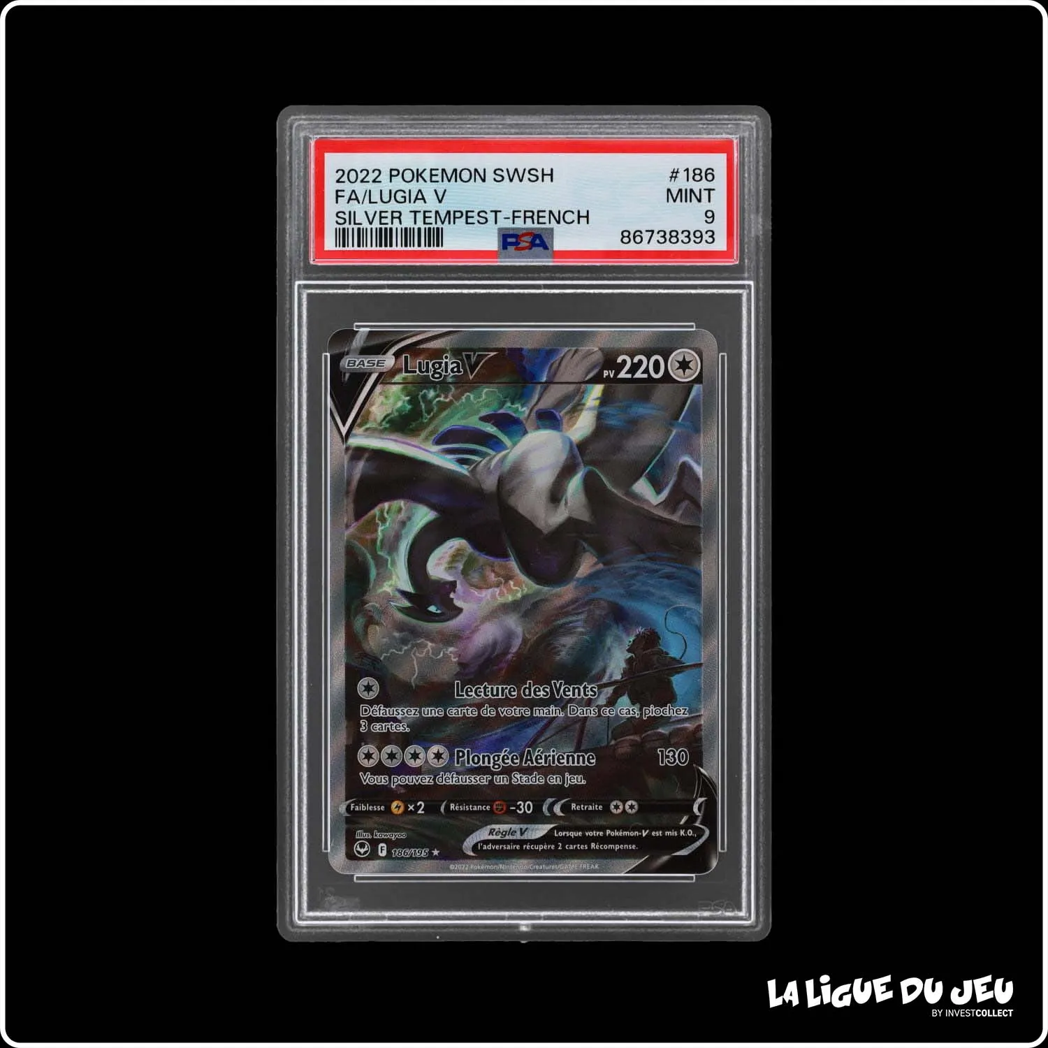 Ultra - Pokemon - Tempête Argentée - Lugia V - 186/195 - PSA 9 - Français