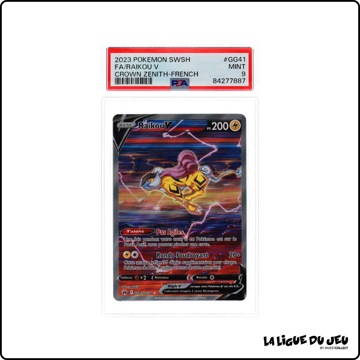 Ultra - Pokemon - Zénith Suprême - Raikou V - GG41/GG70 - PSA 9 - Français