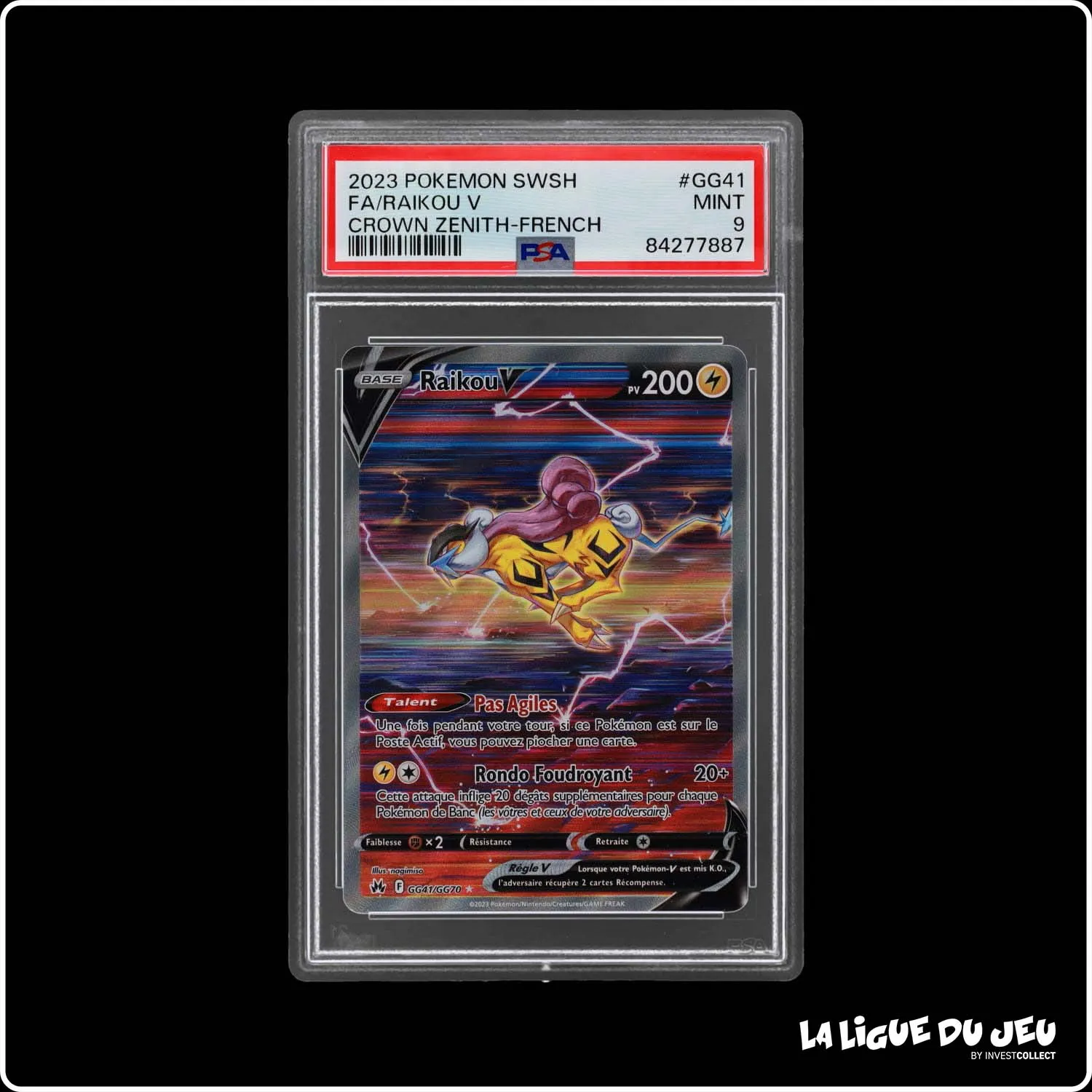 Ultra - Pokemon - Zénith Suprême - Raikou V - GG41/GG70 - PSA 9 - Français