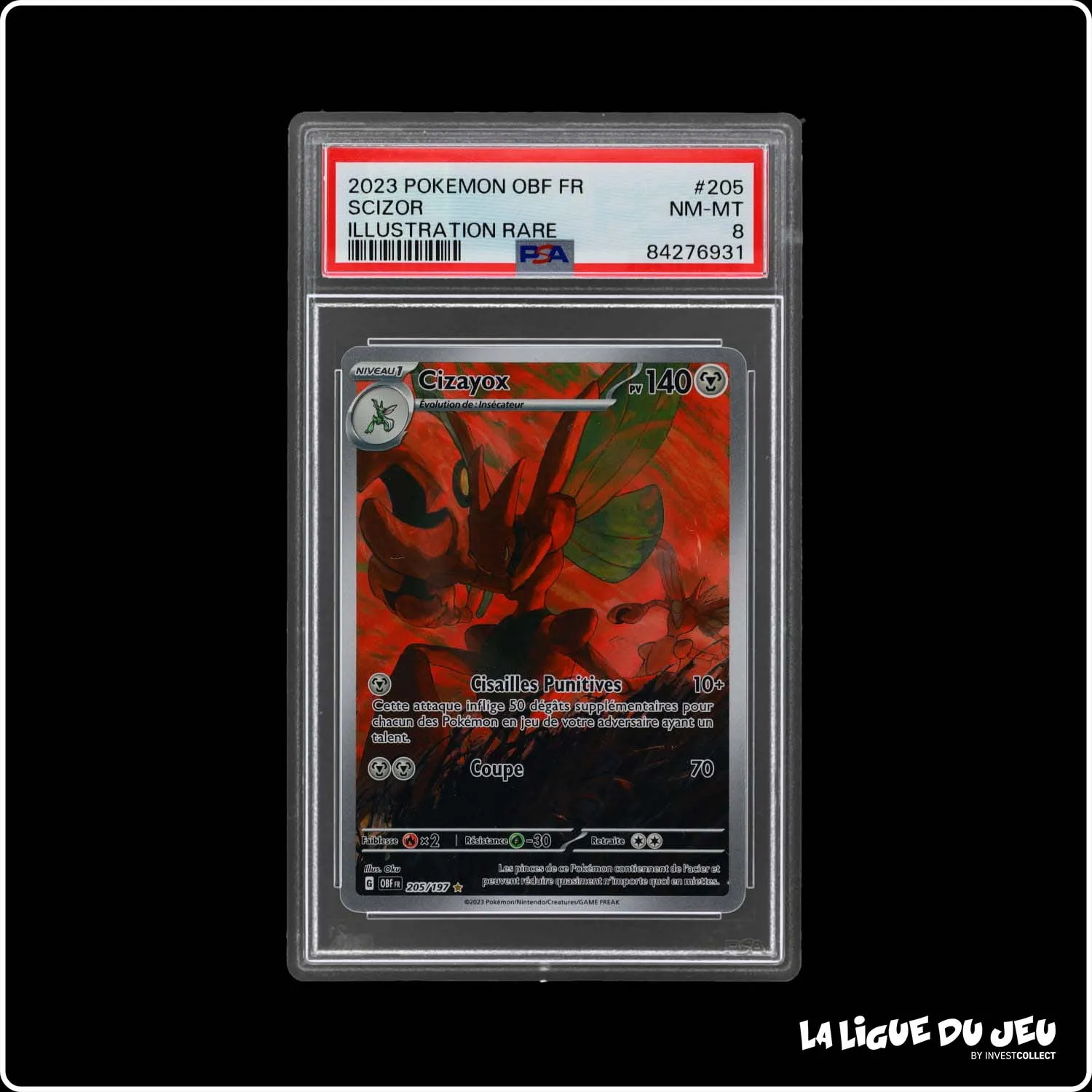 IR - Pokemon - Flammes Obsidiennes - Cizayox - 205/197 - PSA 8 - Français