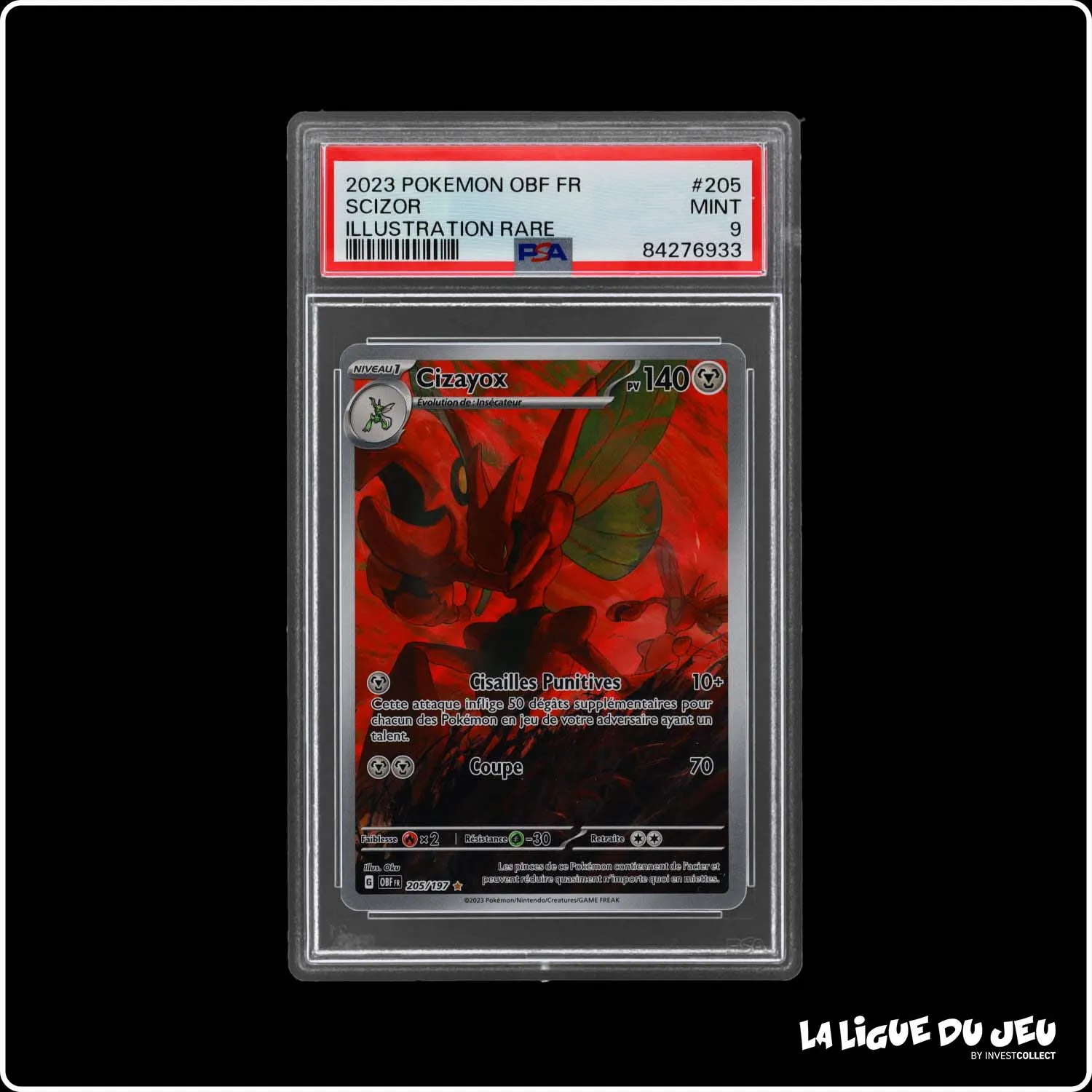 IR - Pokemon - Flammes Obsidiennes - Cizayox - 205/197 - PSA 9 - Français