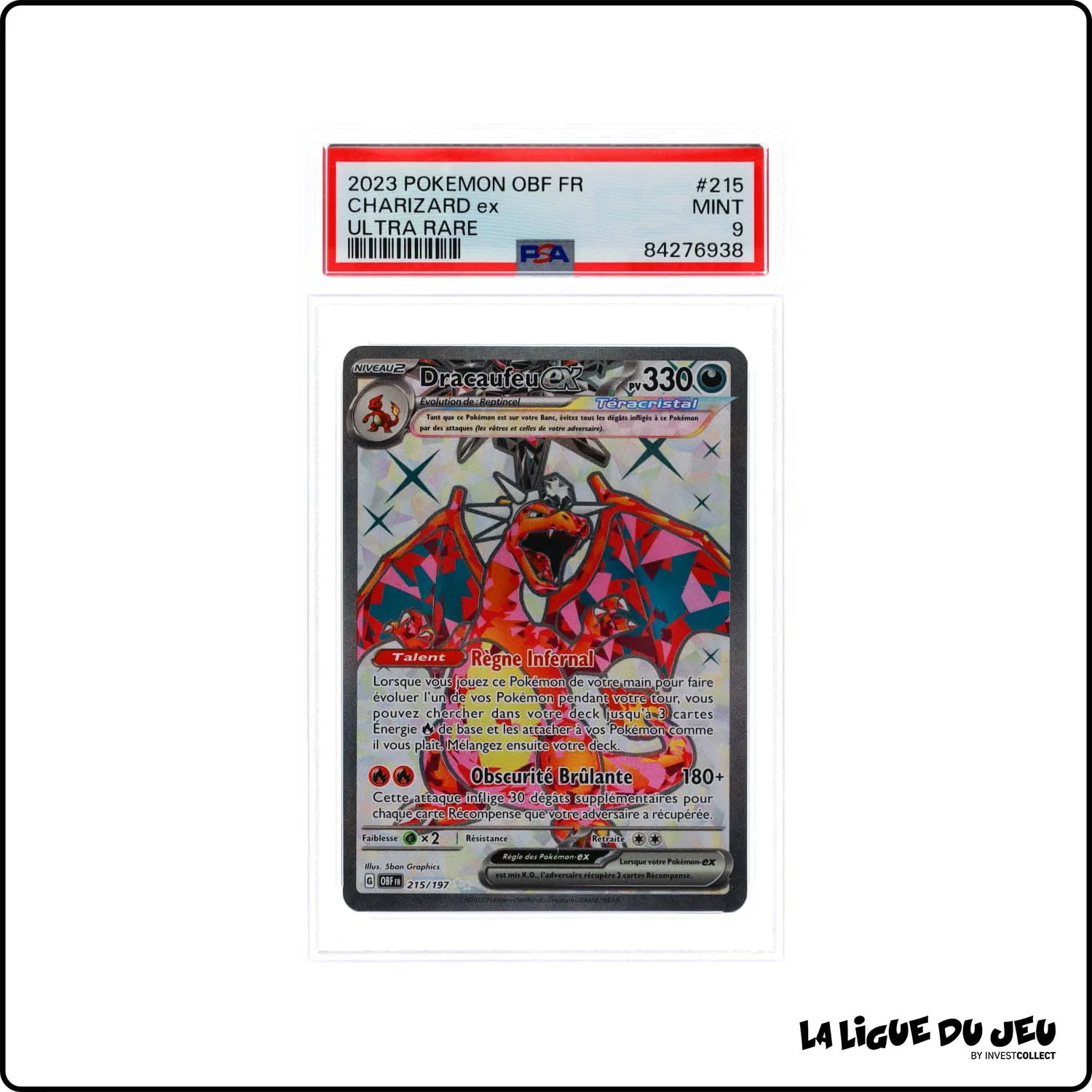 Ultra - Pokemon - Flammes Obsidiennes - Dracaufeu EX - 215/197 - PSA 9 - Français