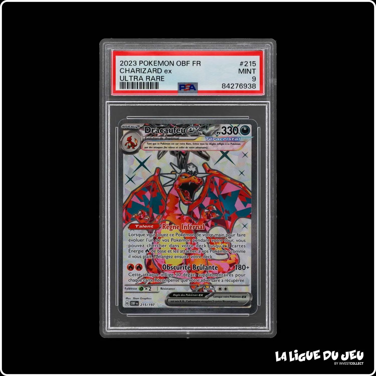 Ultra - Pokemon - Flammes Obsidiennes - Dracaufeu EX - 215/197 - PSA 9 - Français