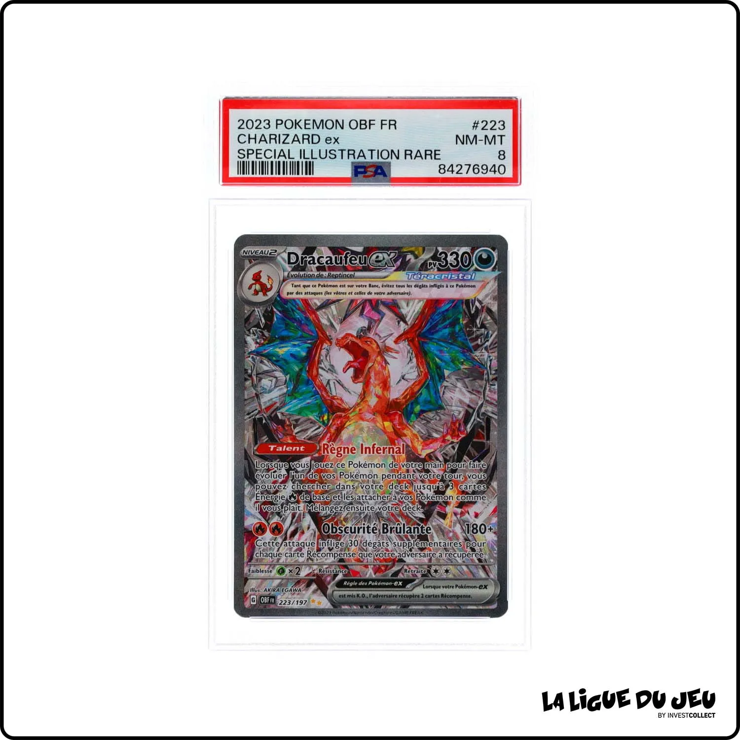 ISR - Pokemon - Flammes Obsidiennes - Dracaufeu EX - 223/197 - PSA 8 - Français