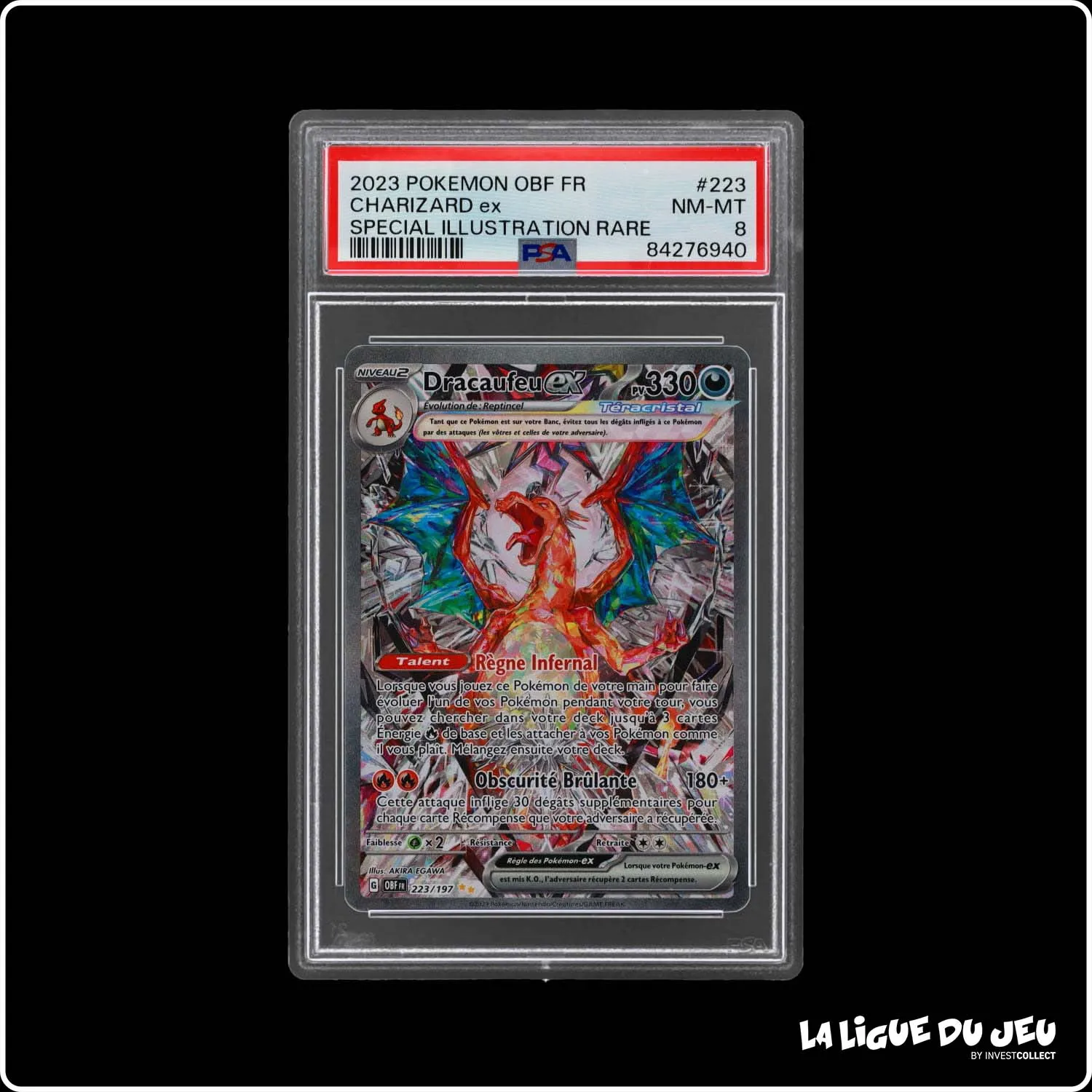 ISR - Pokemon - Flammes Obsidiennes - Dracaufeu EX - 223/197 - PSA 8 - Français