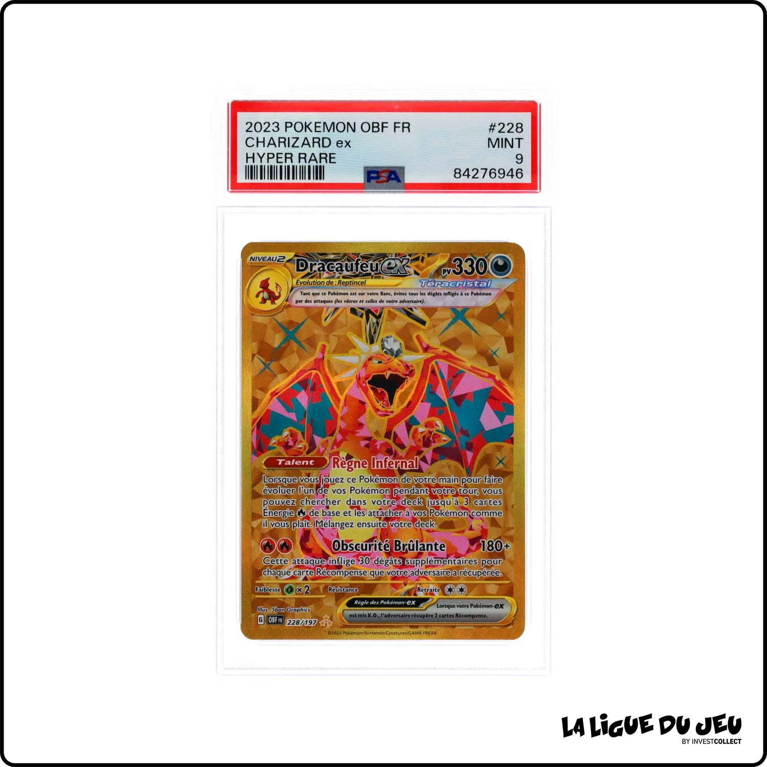 Secrète - Pokemon - Flammes Obsidiennes - Dracaufeu EX - 228/197 - PSA 9 - Français