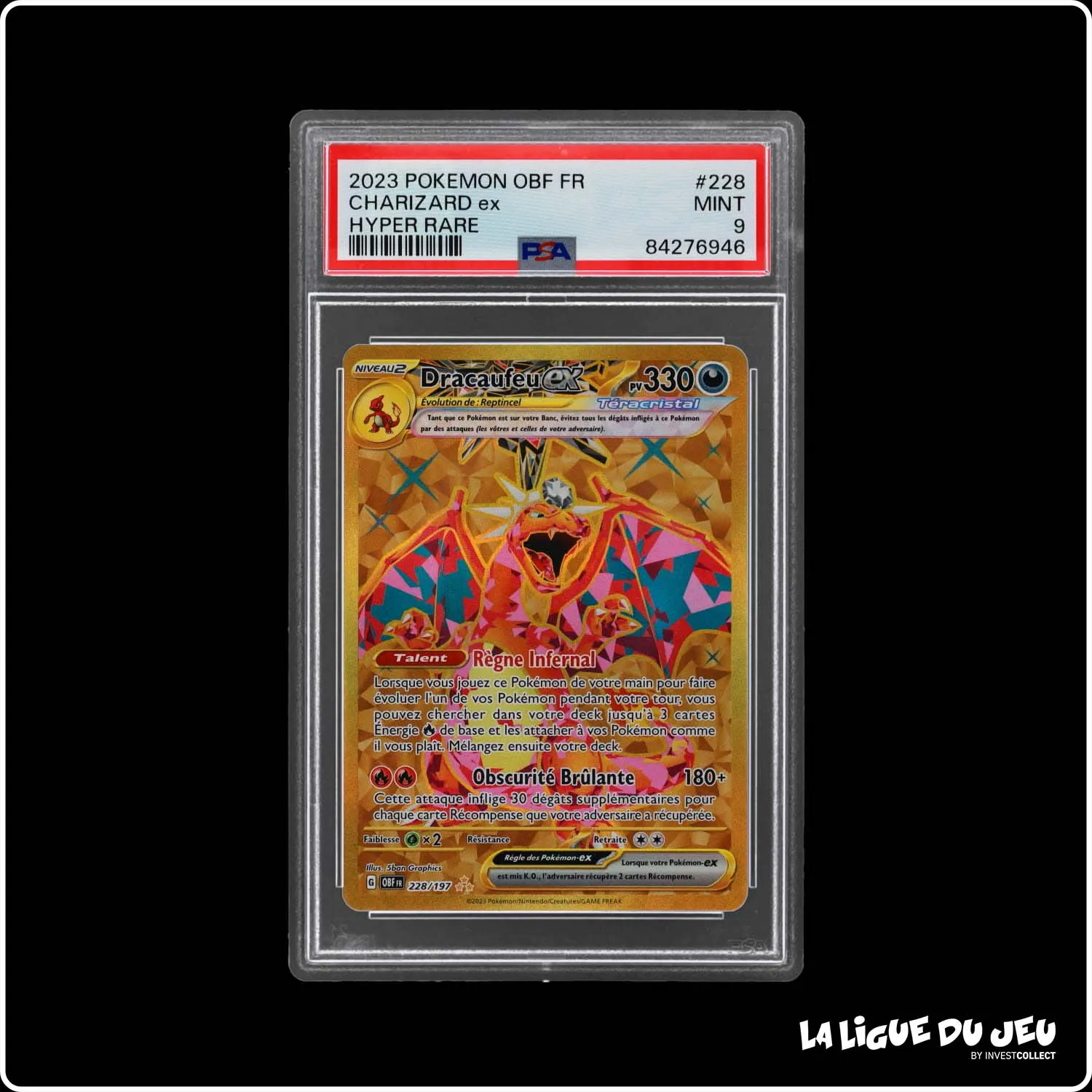 Secrète - Pokemon - Flammes Obsidiennes - Dracaufeu EX - 228/197 - PSA 9 - Français