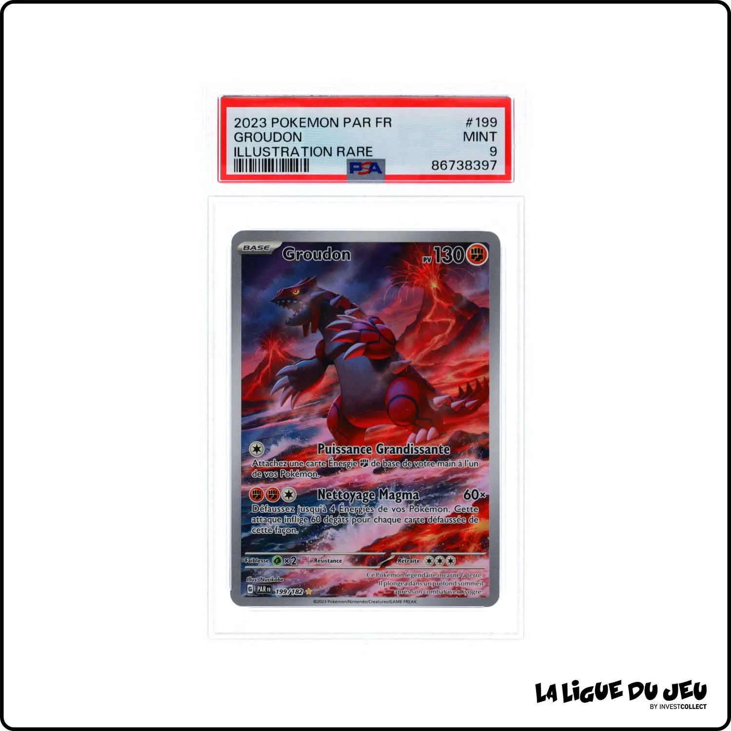 IR - Pokemon - Faille Paradoxe - Groudon - 199/182 - PSA 9 - Français