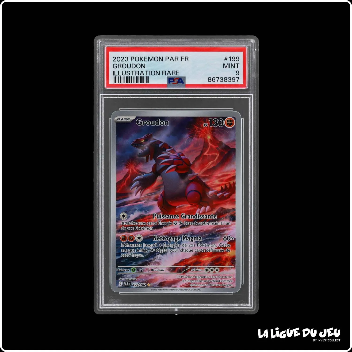 IR - Pokemon - Faille Paradoxe - Groudon - 199/182 - PSA 9 - Français