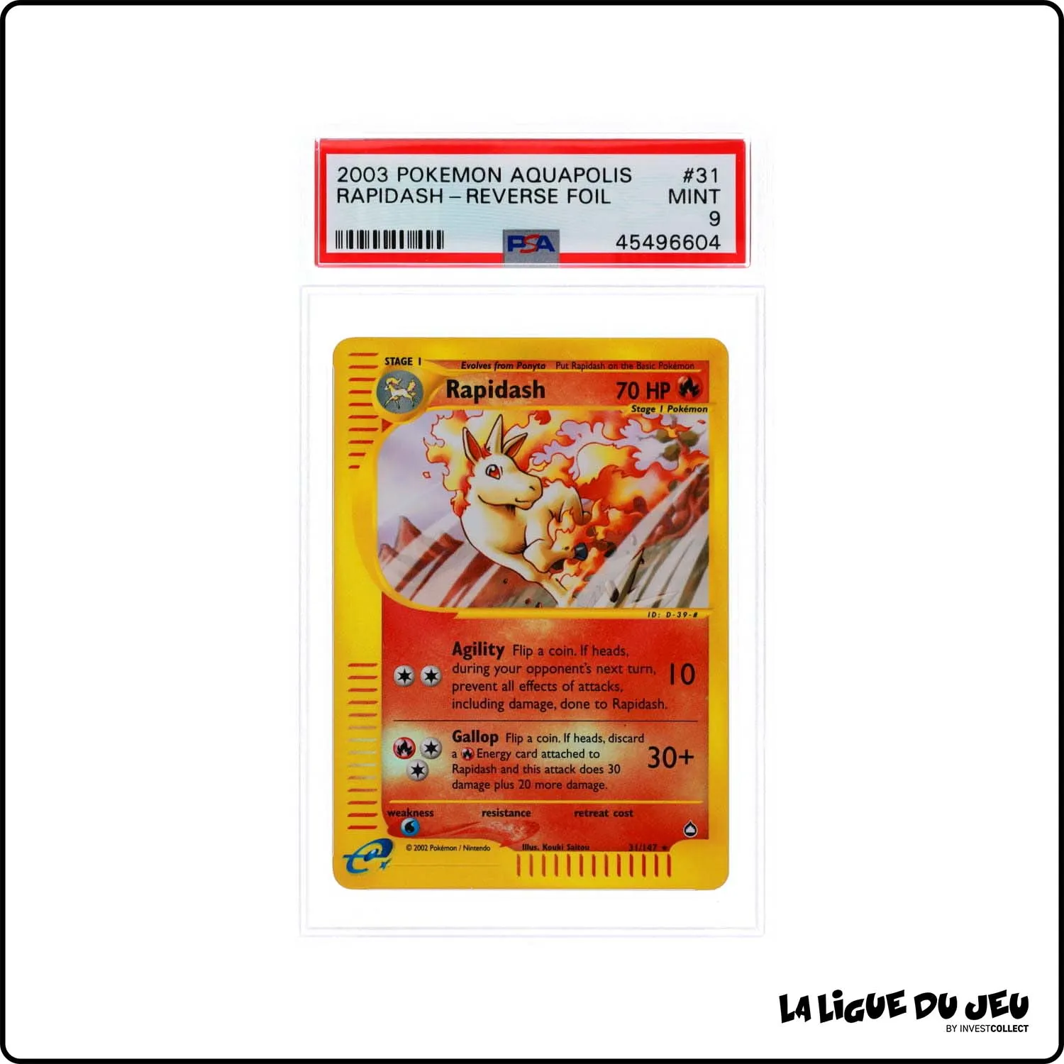 Reverse - Pokemon - Aquapolis - Rapidash - 31/147 - PSA 9 - Anglais