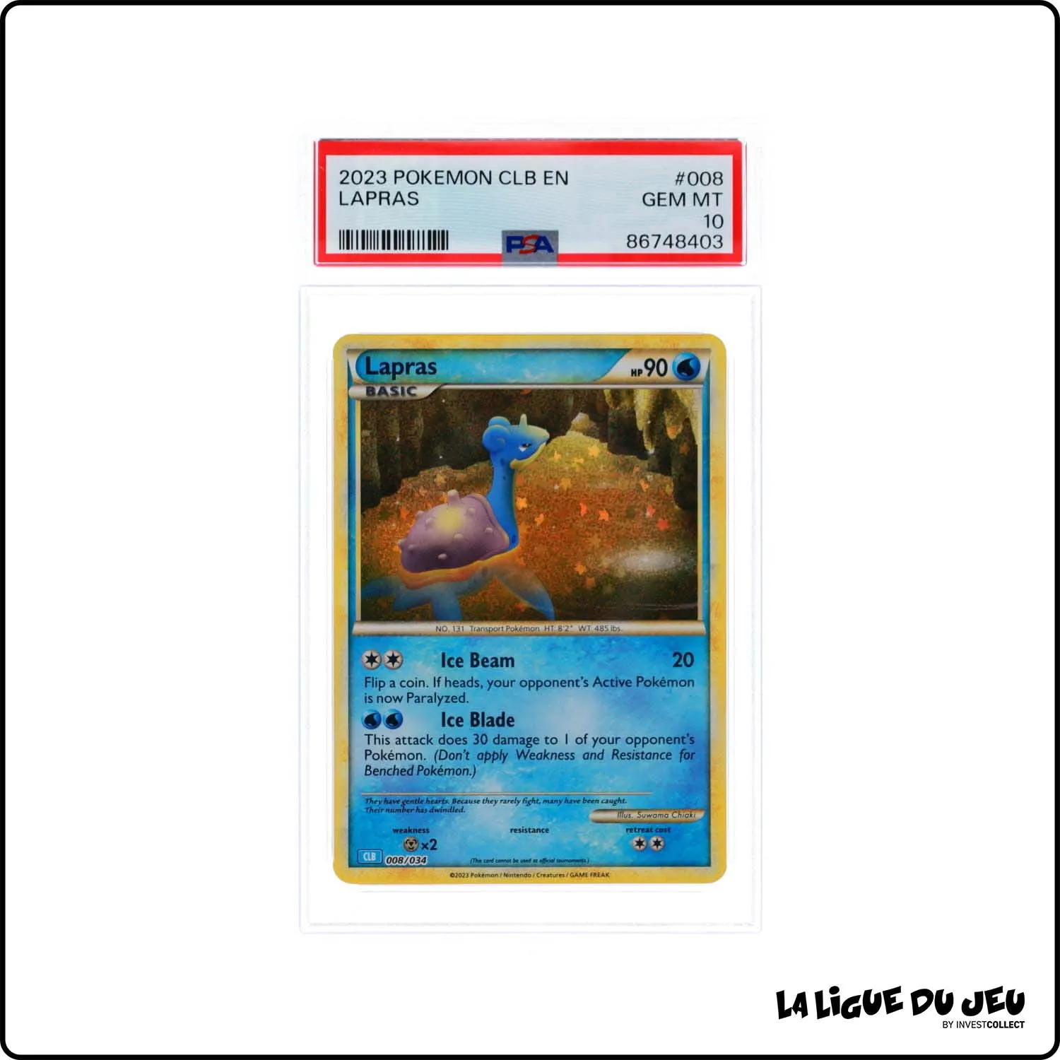 Holo - Pokemon - Classic Deck Blastoise - Lapras - 008/034 - PSA 10 - Anglais