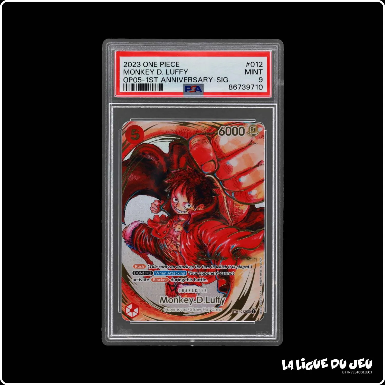 SR - One Piece - Awakening of the New Era - Monkey D. Luffy 1st Anniversary Signed - ST01-012 - PSA 9 - Anglais