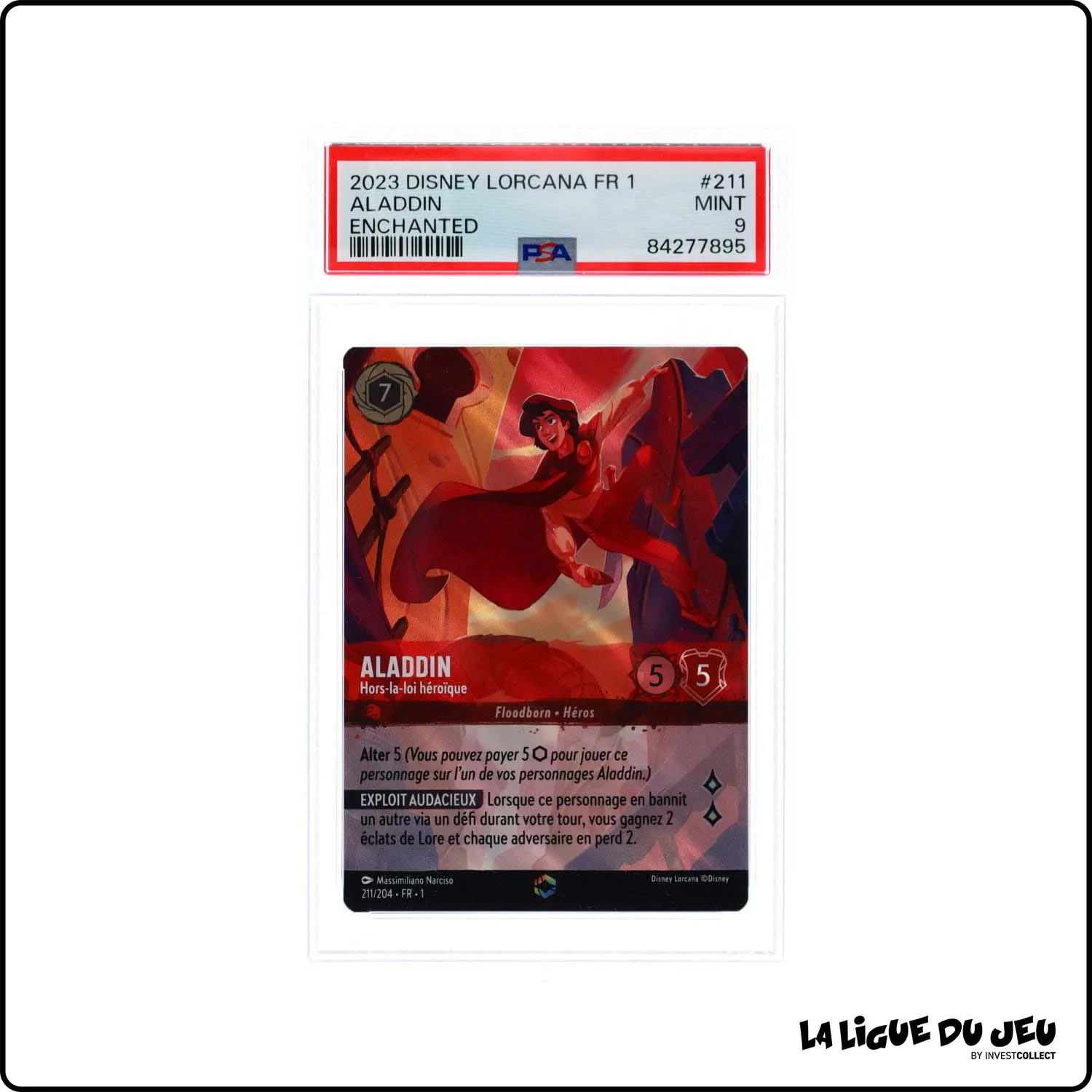 Enchantée - Lorcana - Premier Chapitre - Aladdin Hors-la-loi héroïque - 211/204 - PSA 9 - Français