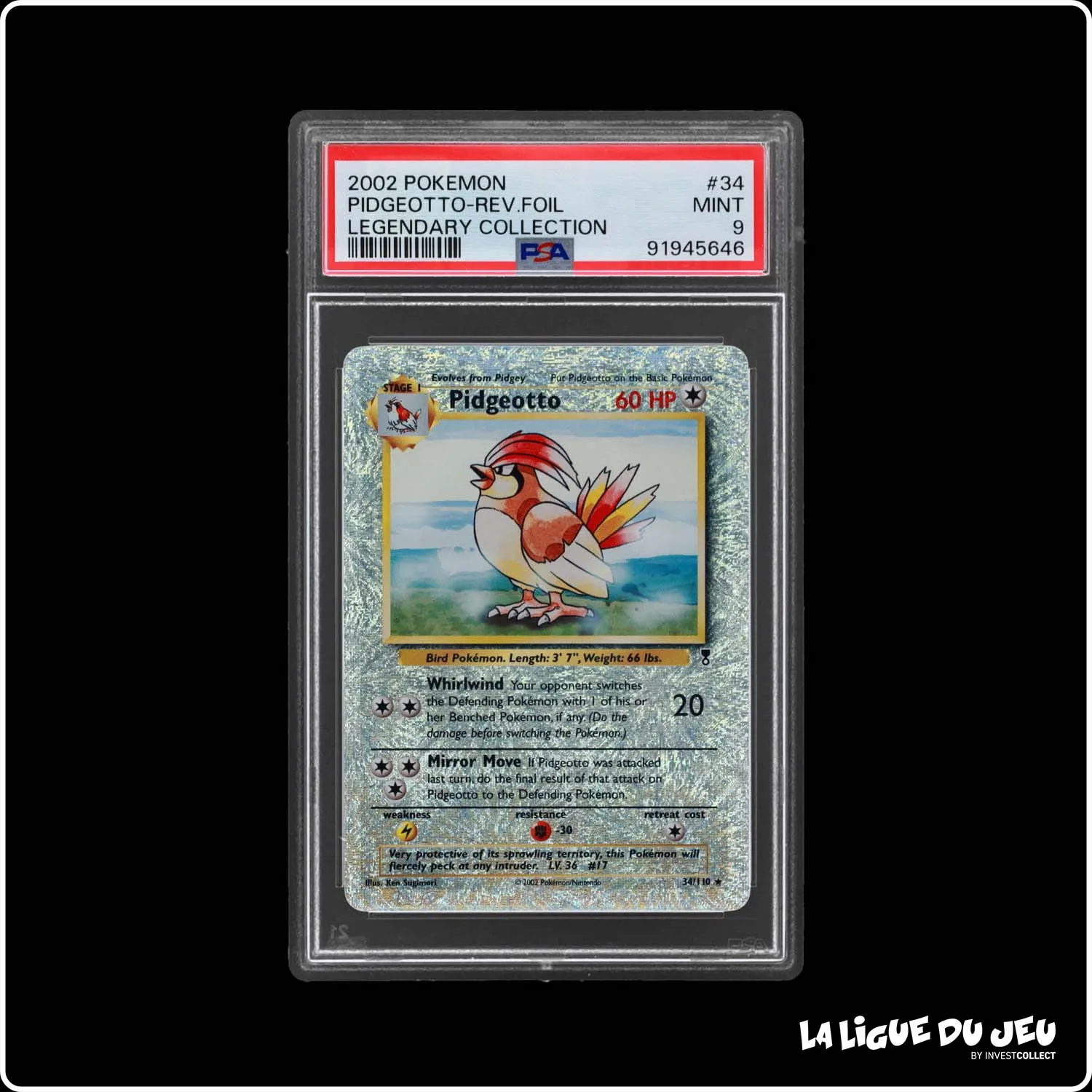 Rare - Pokemon - Legendary Collection - Pidgeotto 34/110 - Reverse Foil - PSA 9 - Anglais