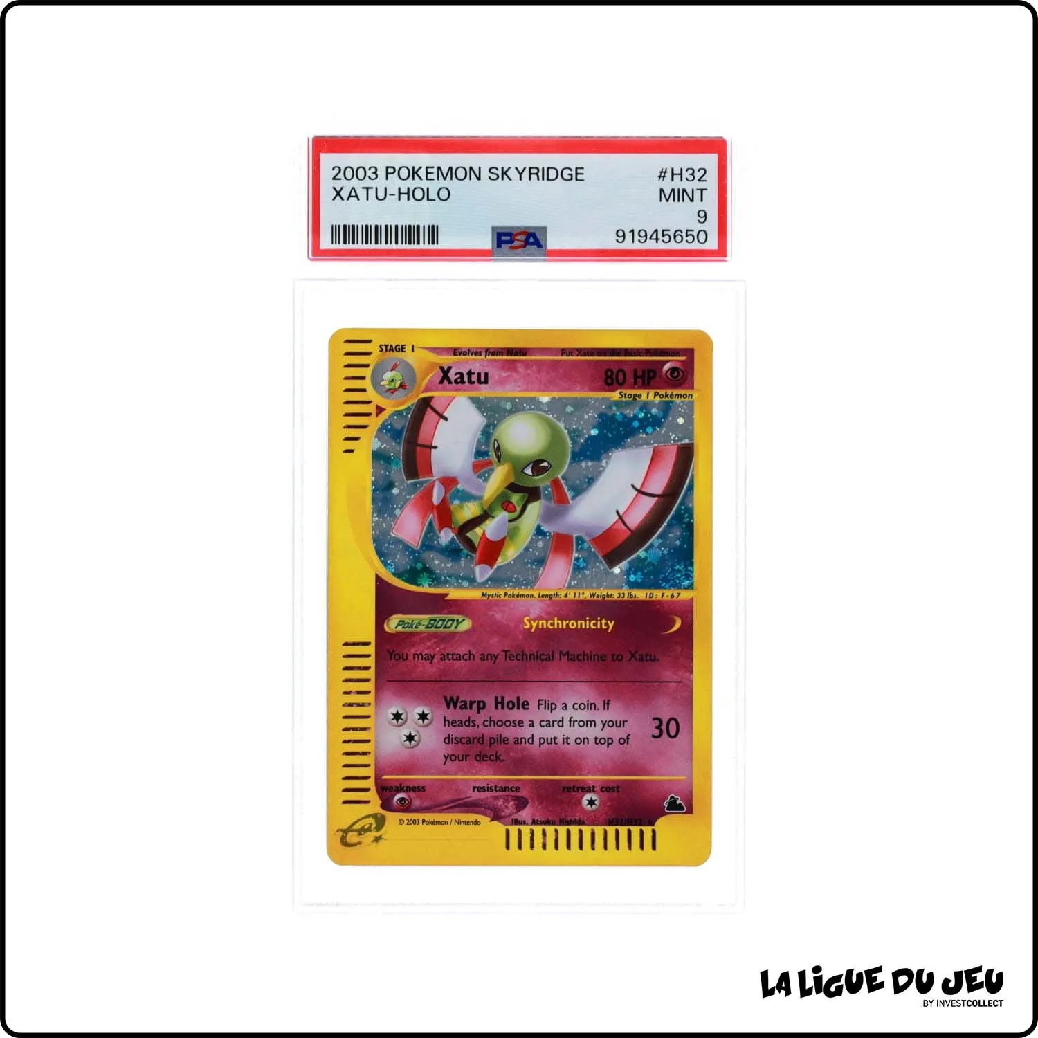 Holo - Pokemon - Skyridge - Xatu H32/H32 - PSA 9 - Anglais