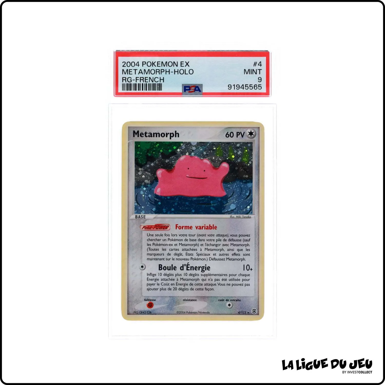 Holo - Pokemon - Rouge Feu Vert Feuille - Métamorph 4/112 - PSA 9 - Français