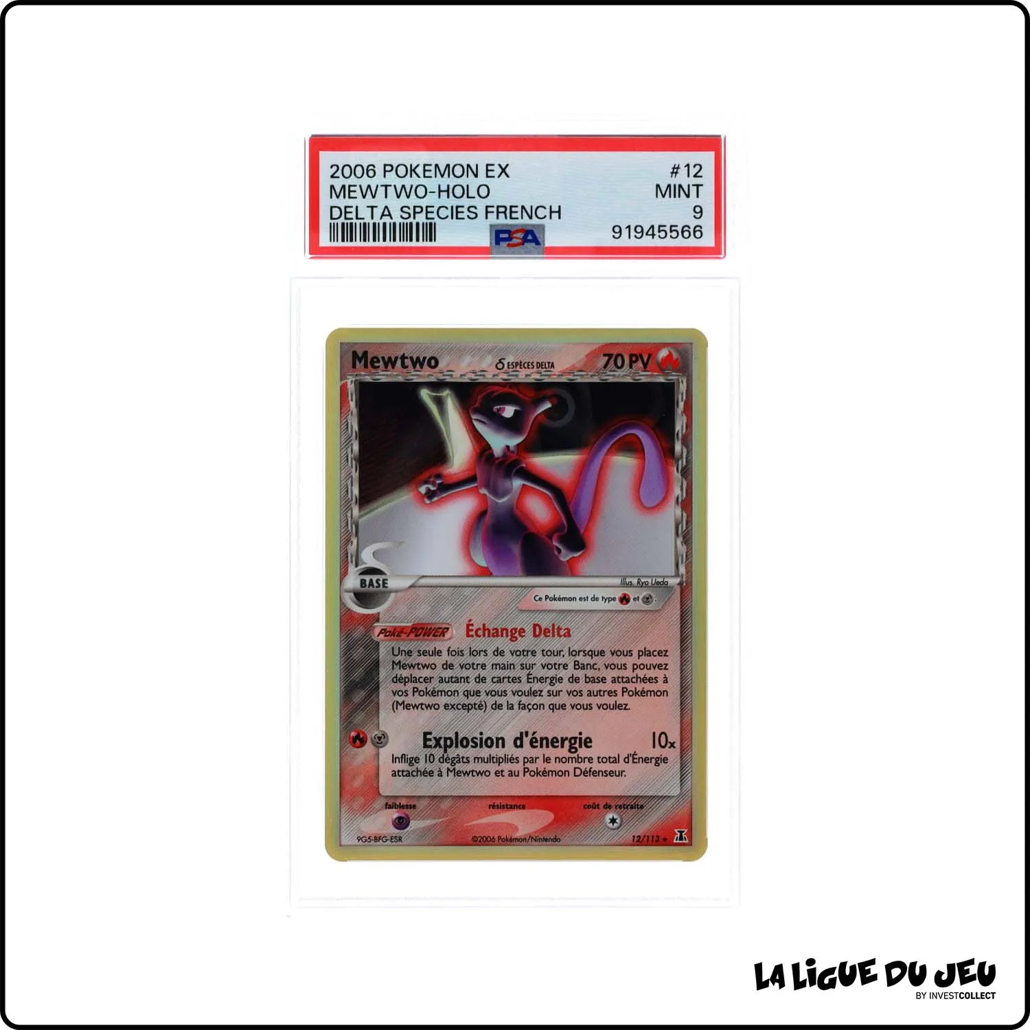 Holo - Pokemon - Espèces Delta - Mewtwo 12/113 - PSA 9 - Français