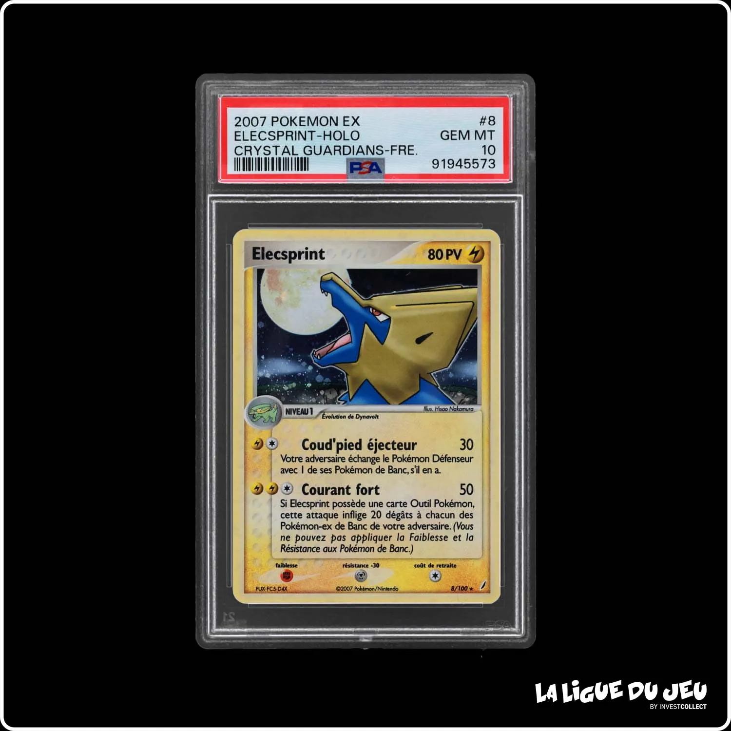 Holo - Pokemon - Gardiens de Cristal - Elecsprint 8/100 - PSA 10 - Français