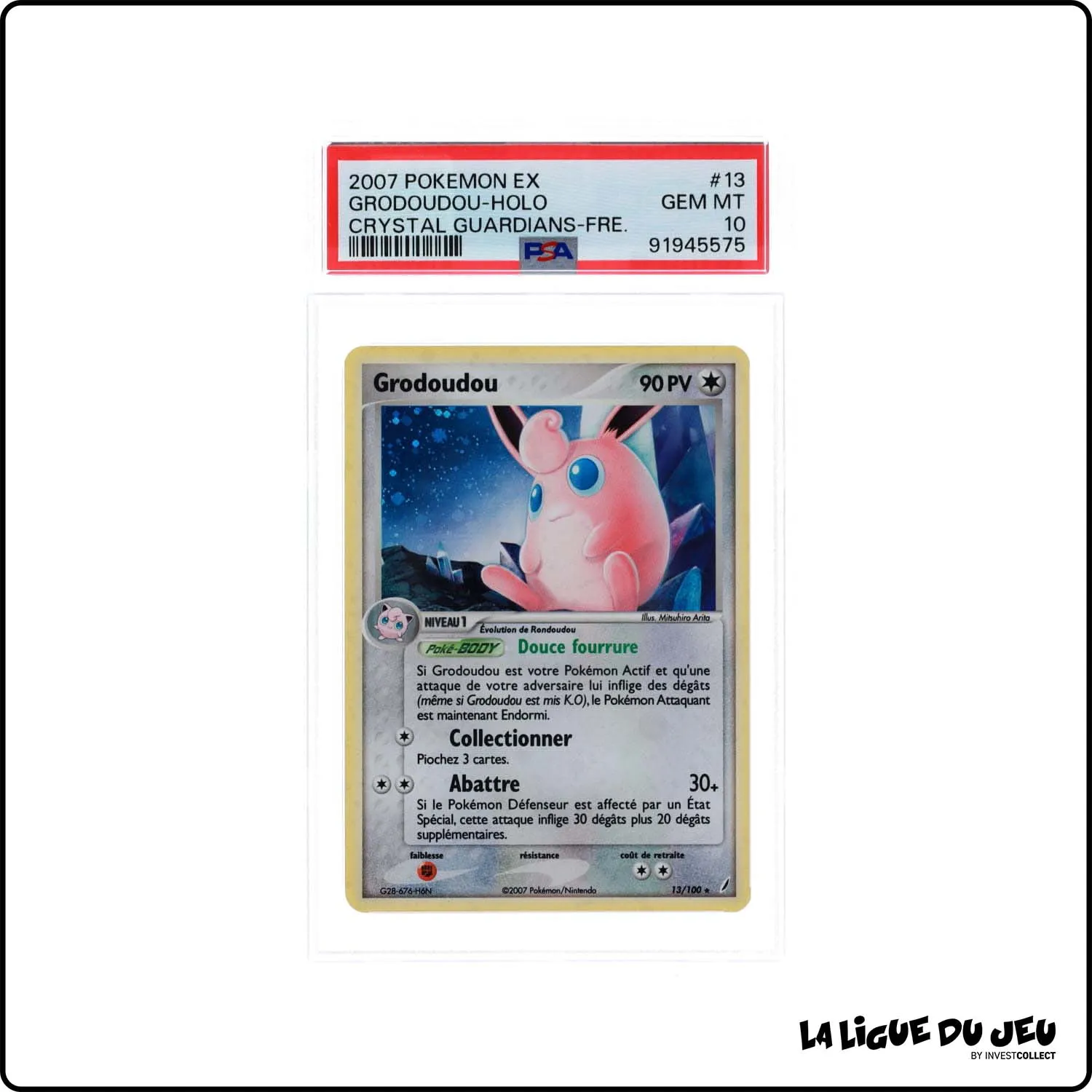 Holo - Pokemon - Gardiens de Cristal - Grodoudou 13/100 - PSA 10 - Français