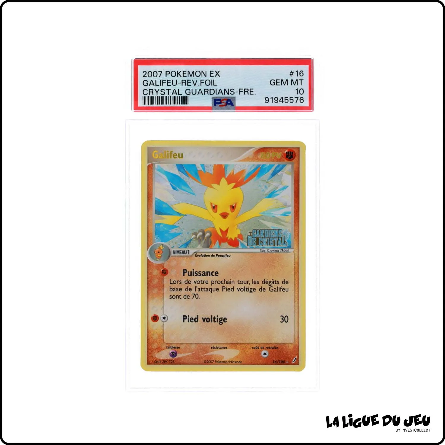 Holo - Pokemon - Gardiens de Cristal - Galifeu 16/100 - Reverse - PSA 10 - Français