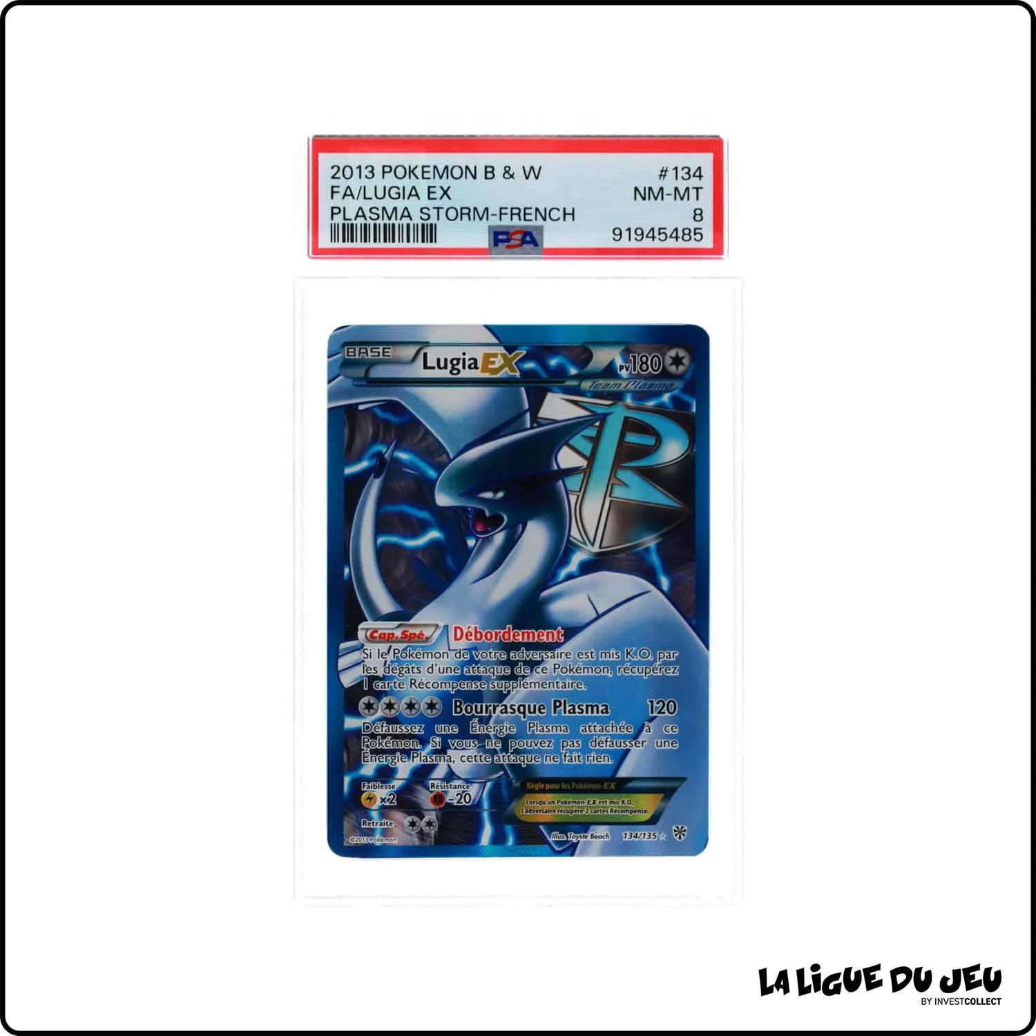 Ultra - Pokemon - Tempête Plasma - Lugia EX 134/135 - PSA 8 - Français