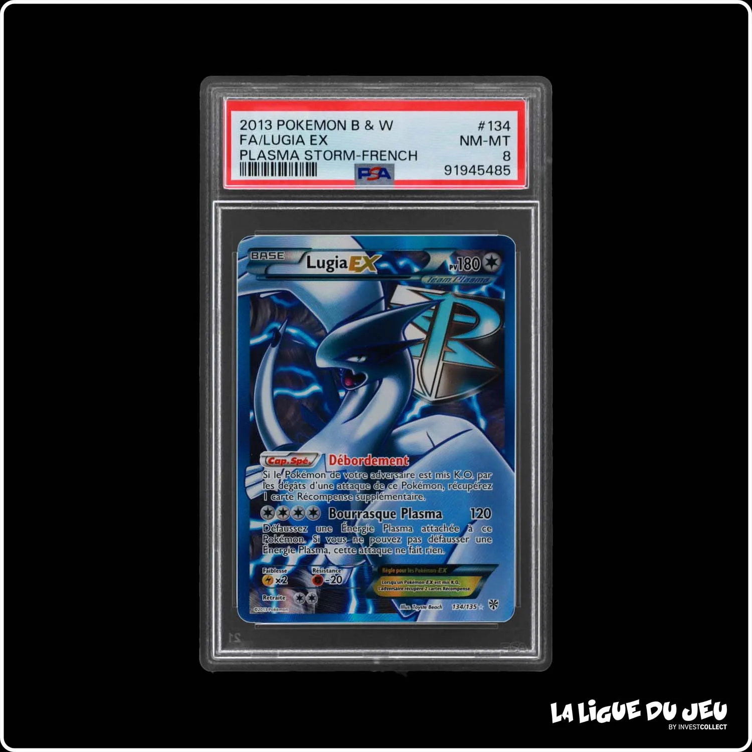 Ultra - Pokemon - Tempête Plasma - Lugia EX 134/135 - PSA 8 - Français