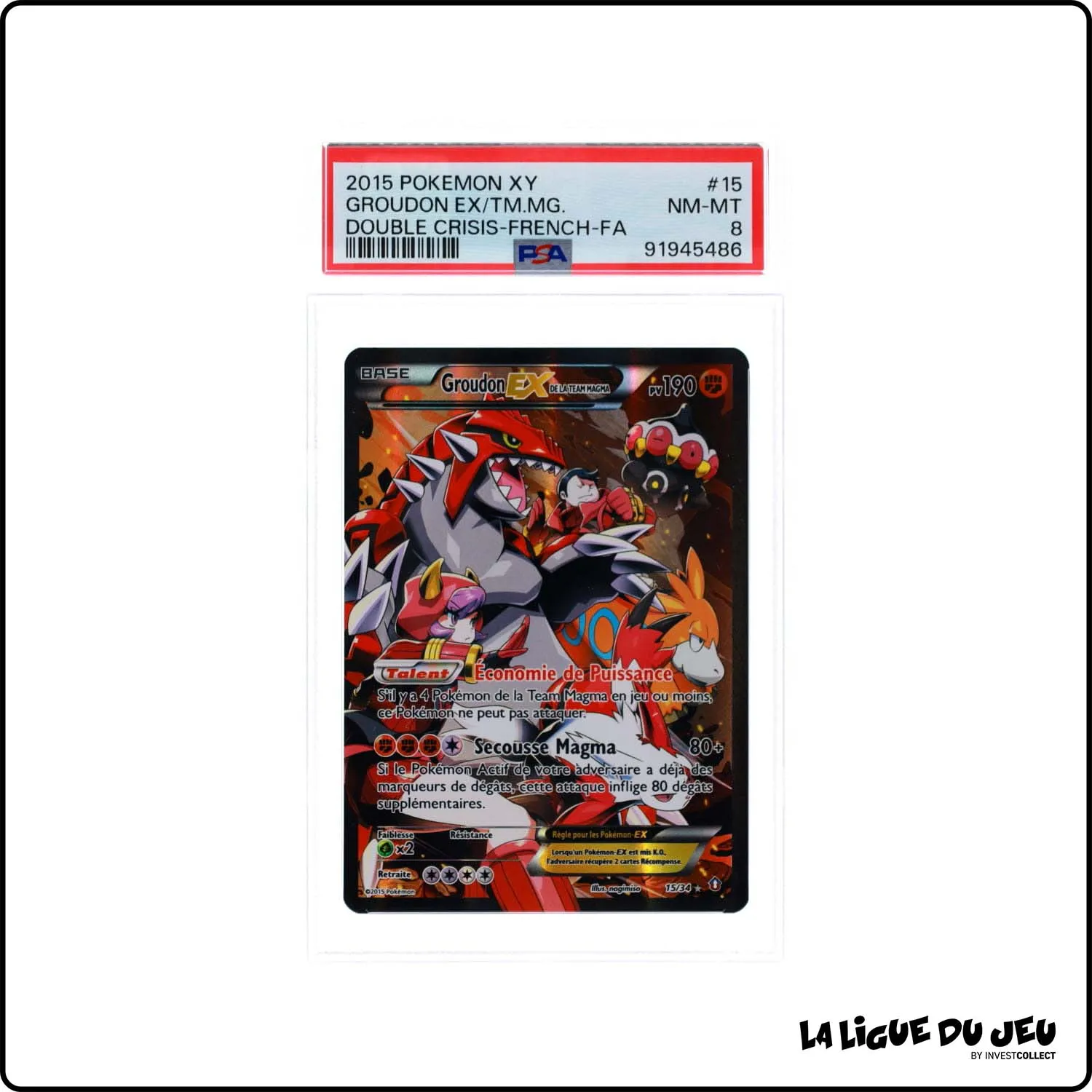 Ultra - Pokemon - Double Danger - Groudon EX 15/34 - PSA 8 - Français