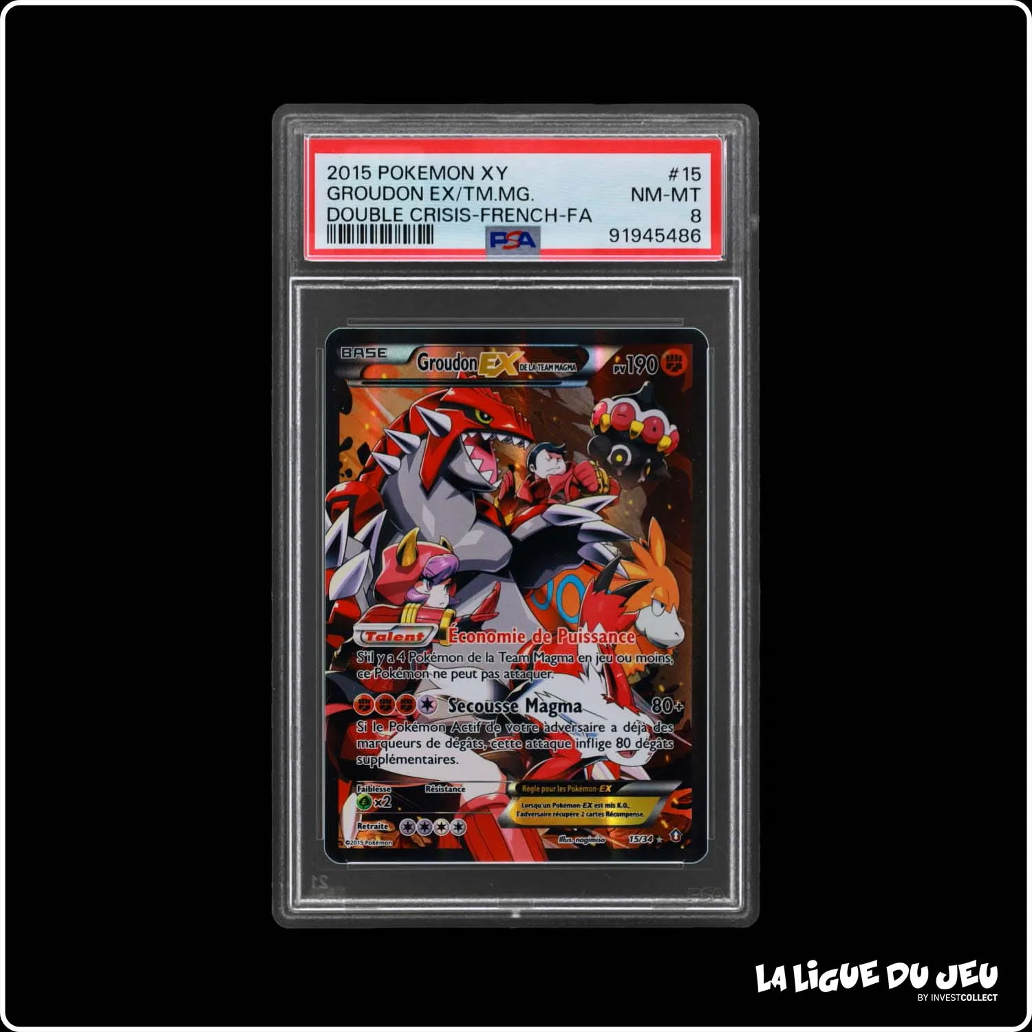 Ultra - Pokemon - Double Danger - Groudon EX 15/34 - PSA 8 - Français