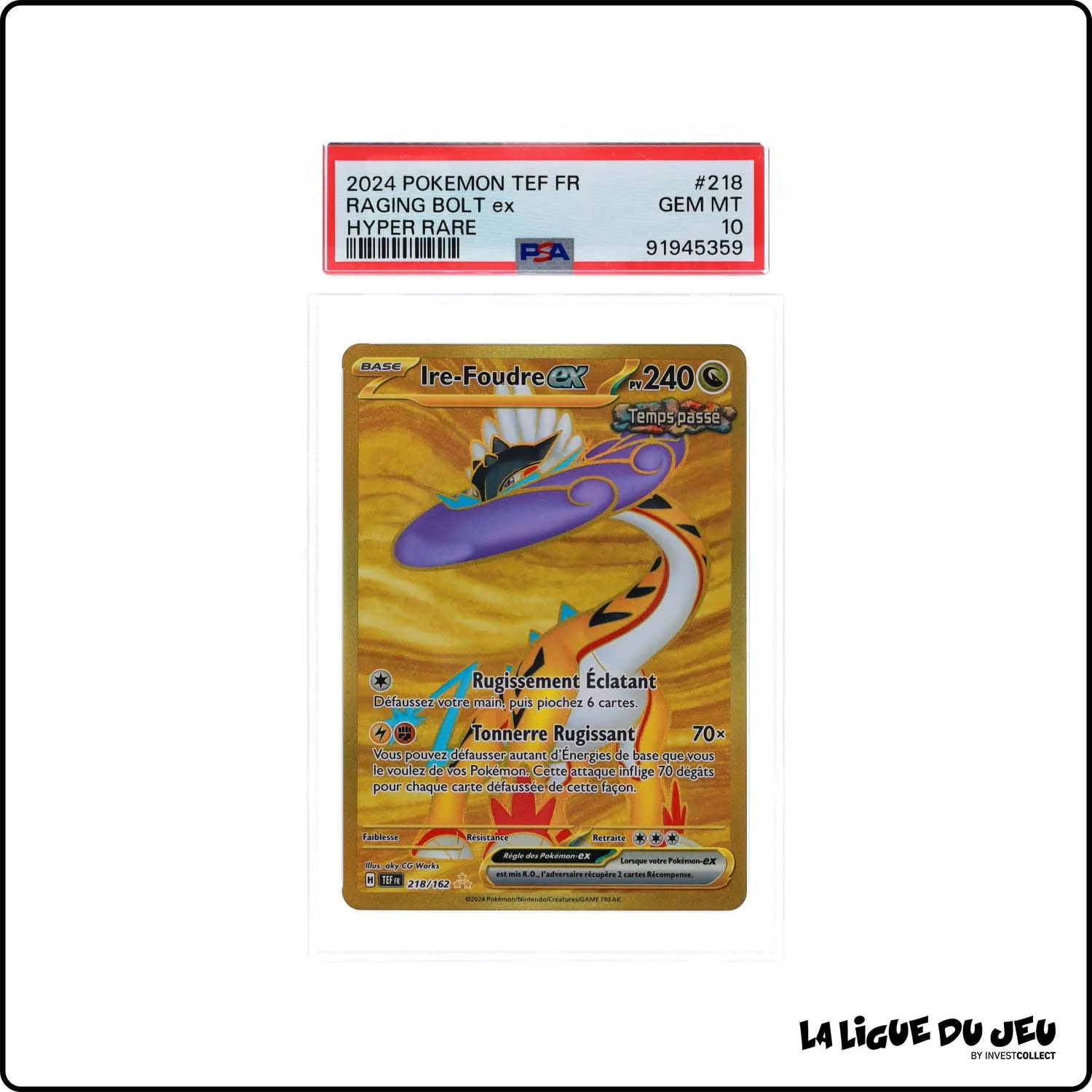 Secrete - Pokemon - Forces Temporelles - Ire-Foudre ex 218/162 - PSA 10 - Français